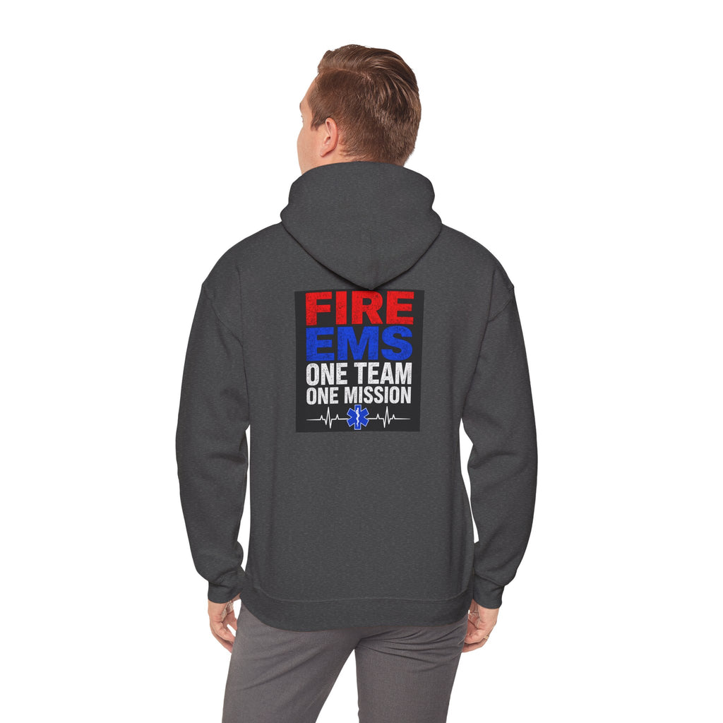 Fire & EMS Hoodie — "One Team One Mission" Back Graphic Pullover