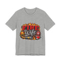 Fire Wife T-Shirt – Firefighter Spouse Tee with Helmet, Hose & Flames