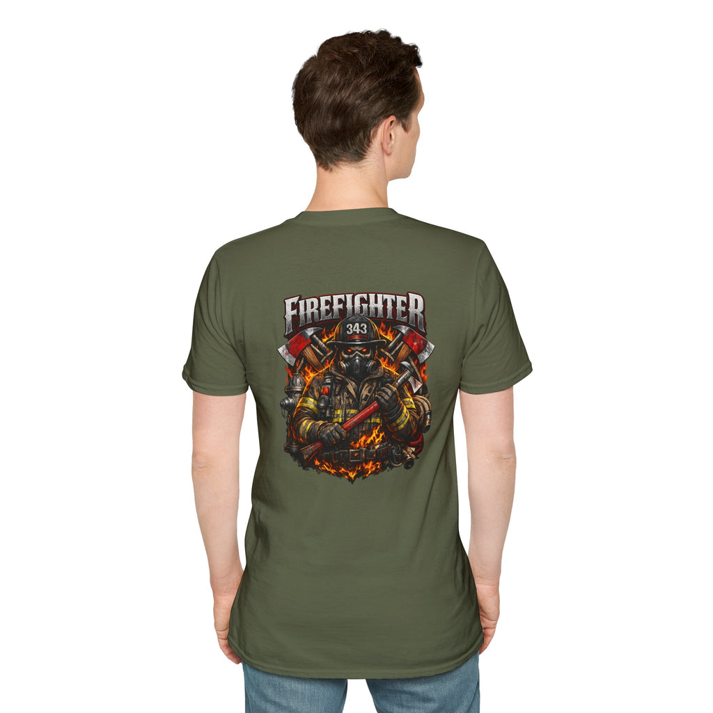 Firefighter Graphic T-Shirt — Brave Firefighter Design (343)