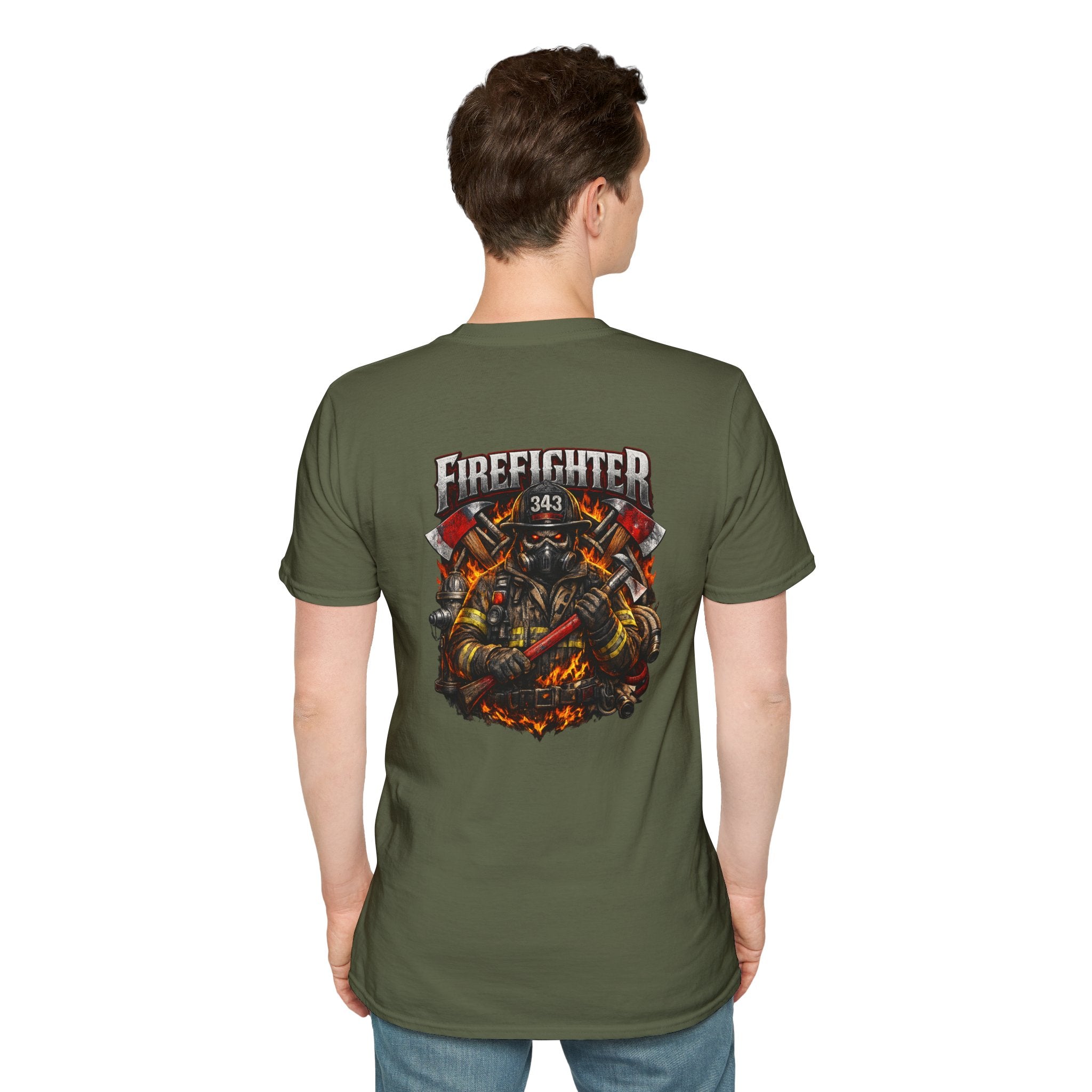 Firefighter Graphic T-Shirt — Brave Firefighter Design (343)