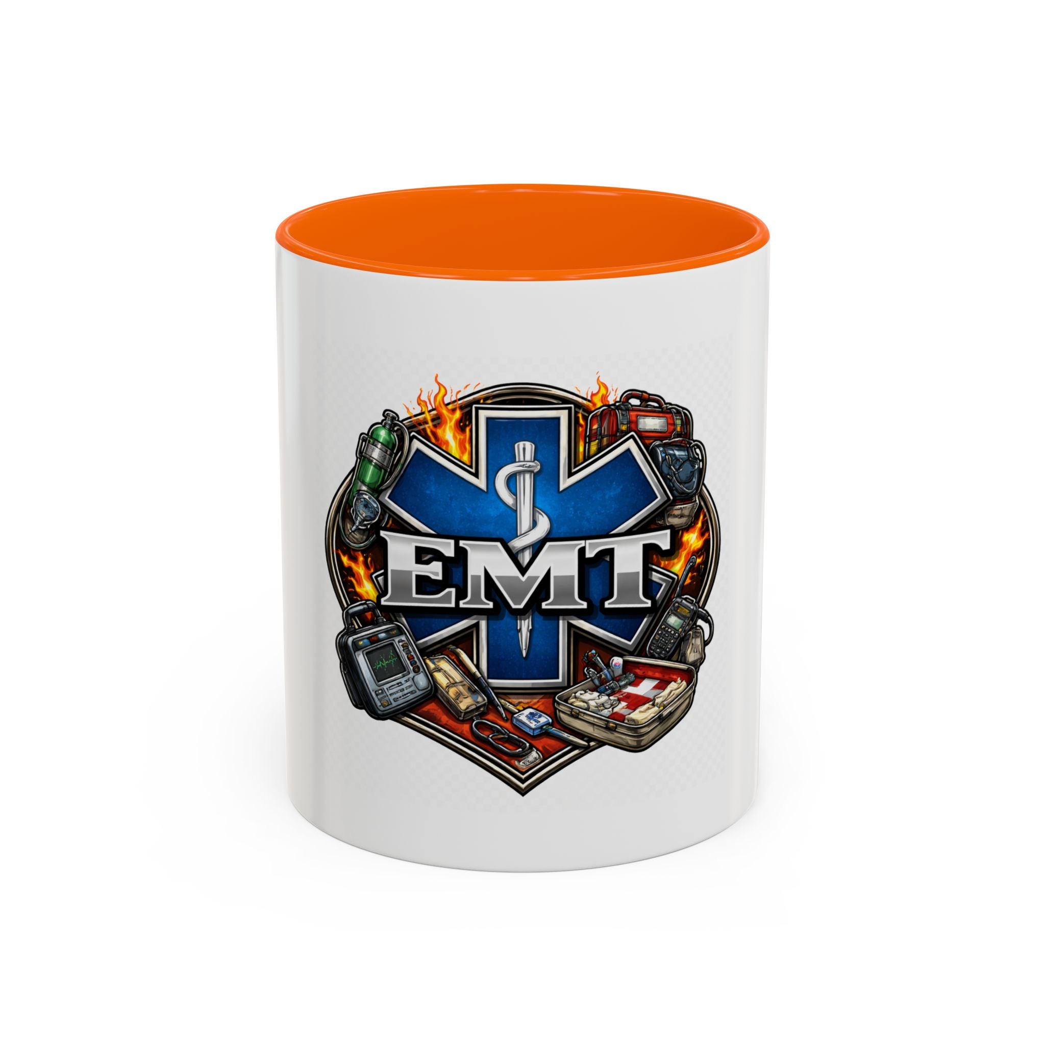 EMT Star of Life Accent Coffee Mug – Paramedic Emergency Medical Technician Gift (11/15oz)