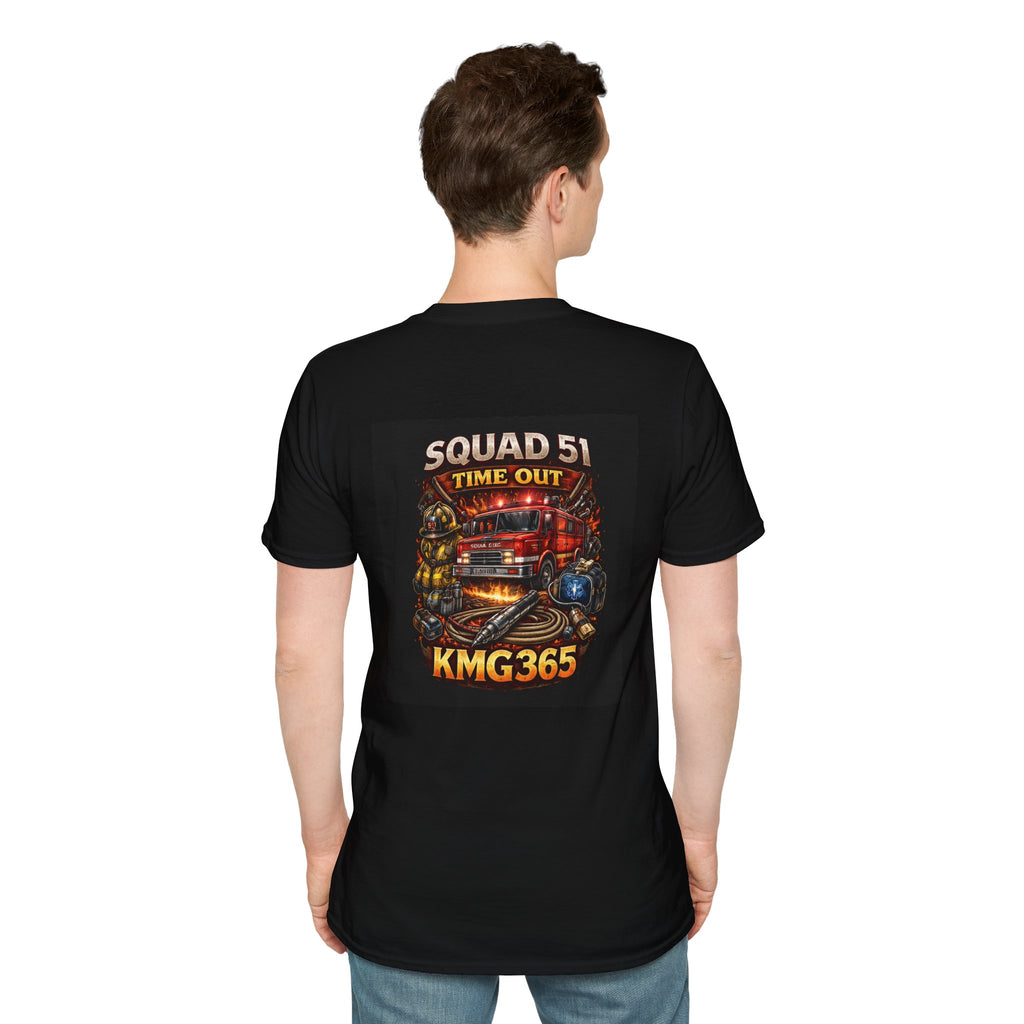 Firefighter Squad 51 T‑Shirt — "Squad 51 Time Out KMG365" Graphic Tee