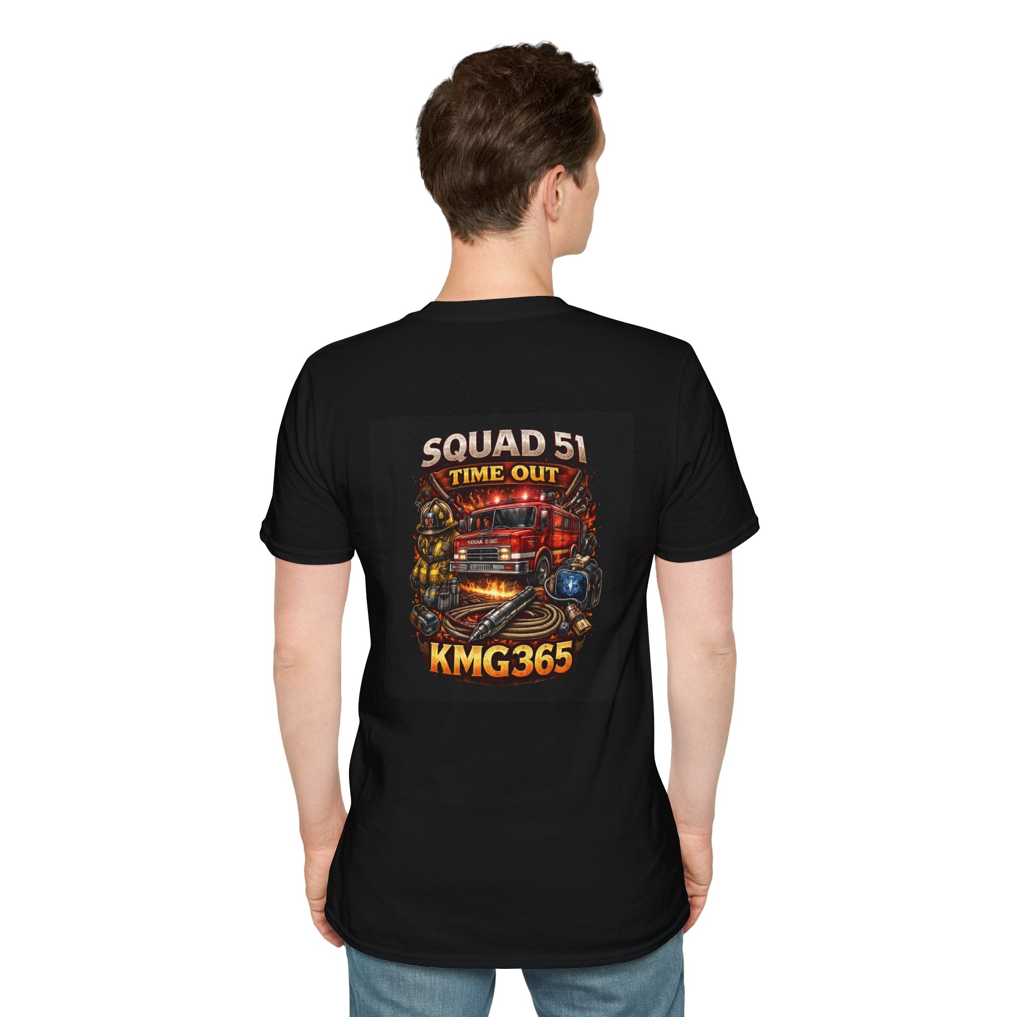 Firefighter Squad 51 T‑Shirt — "Squad 51 Time Out KMG365" Graphic Tee