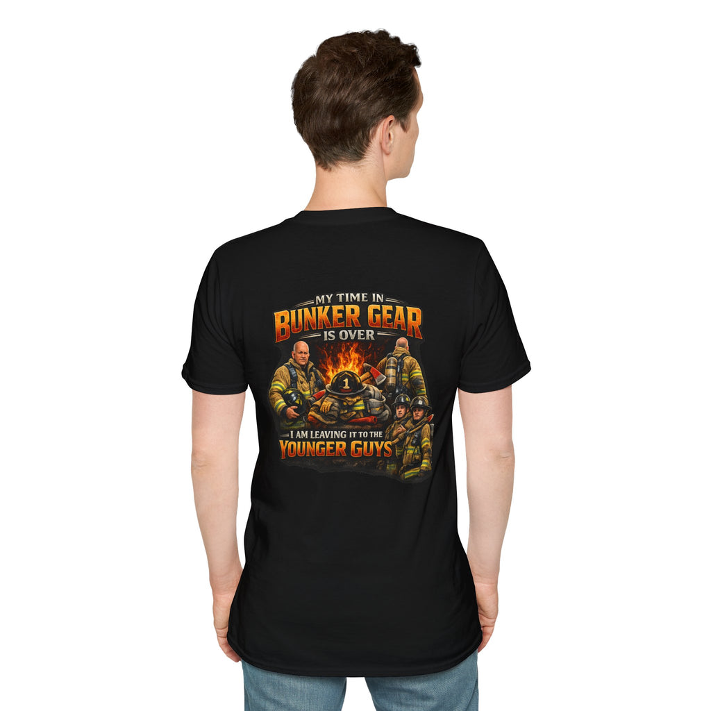 "My Time In Bunker Gear is Over"  Retired Firefighter T-Shirt