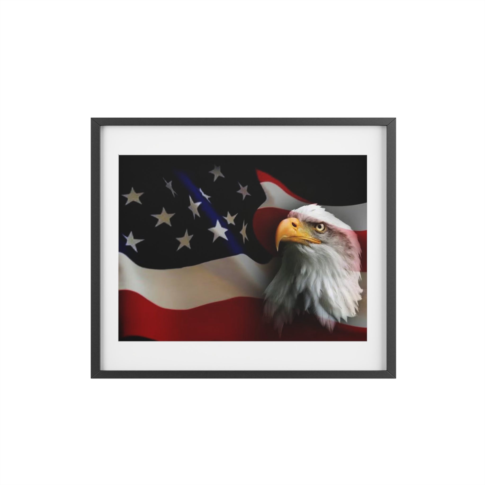 Patriotic Bald Eagle Framed Poster — American Flag Wall Art (Matte)