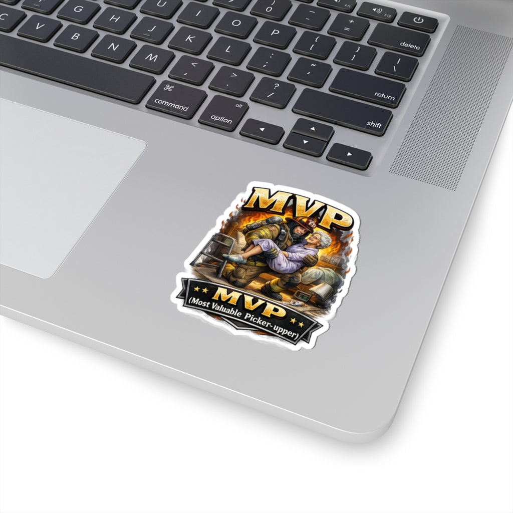 MVP Firefighter Sticker — "Most Valuable Picker-upper" Rescue Design