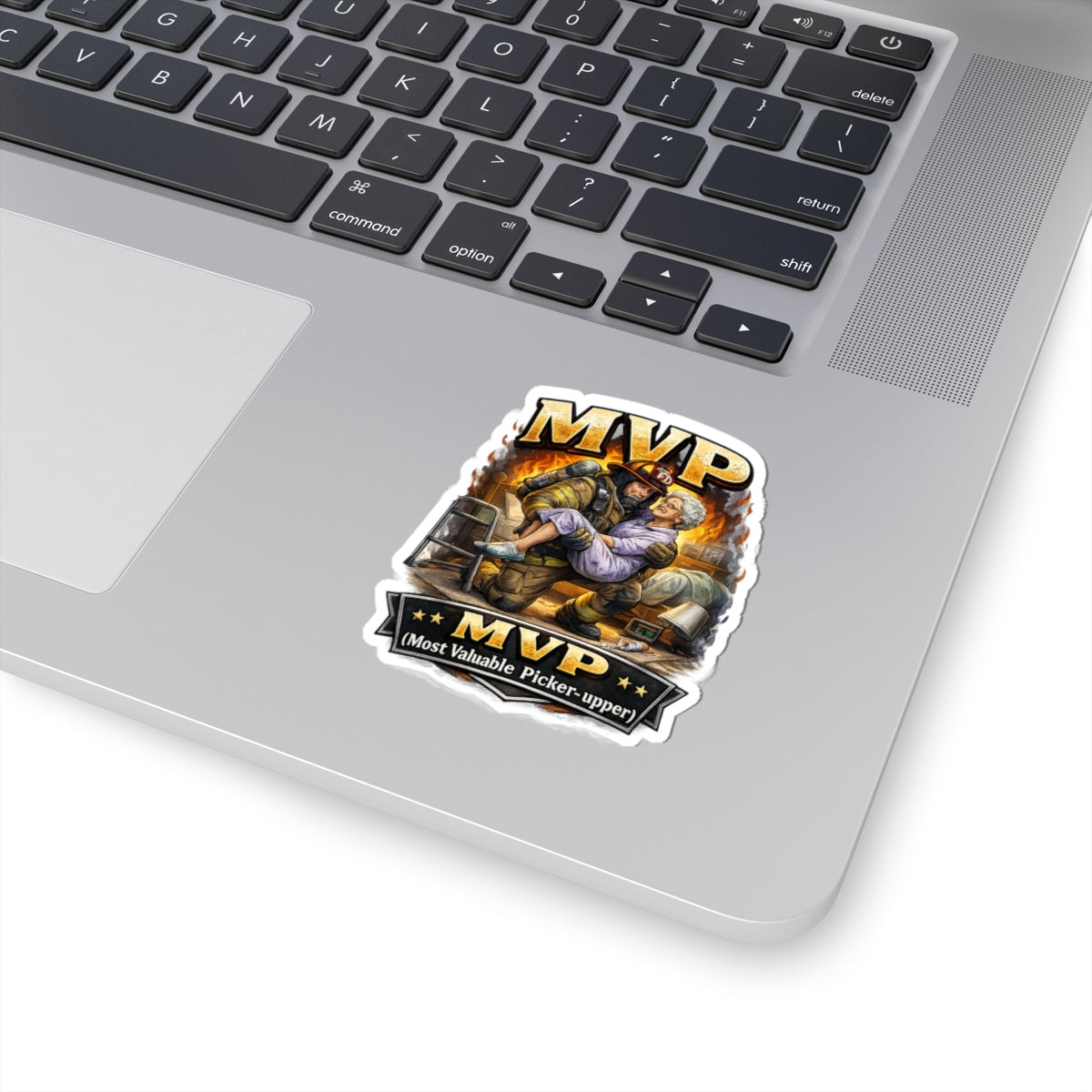 MVP Firefighter Sticker — "Most Valuable Picker-upper" Rescue Design