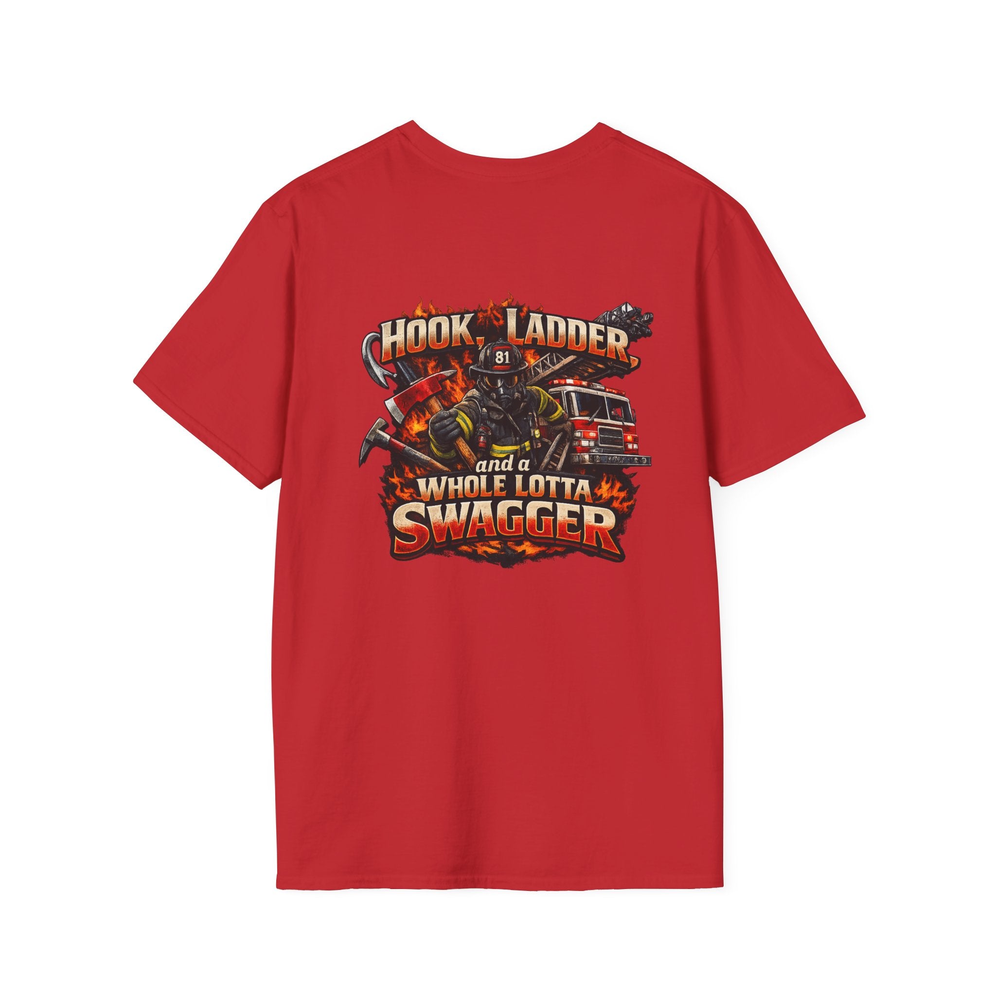 Firefighter T-Shirt — "Hook, Ladder and a Whole Lotta Swagger" Graphic Tee