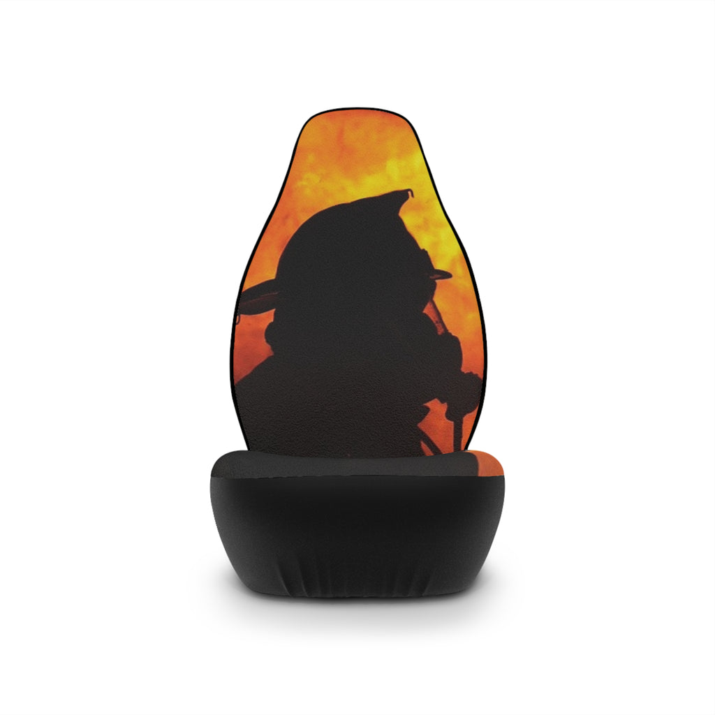 Firefighter Silhouette Car Seat Covers — Orange Flames Tribute