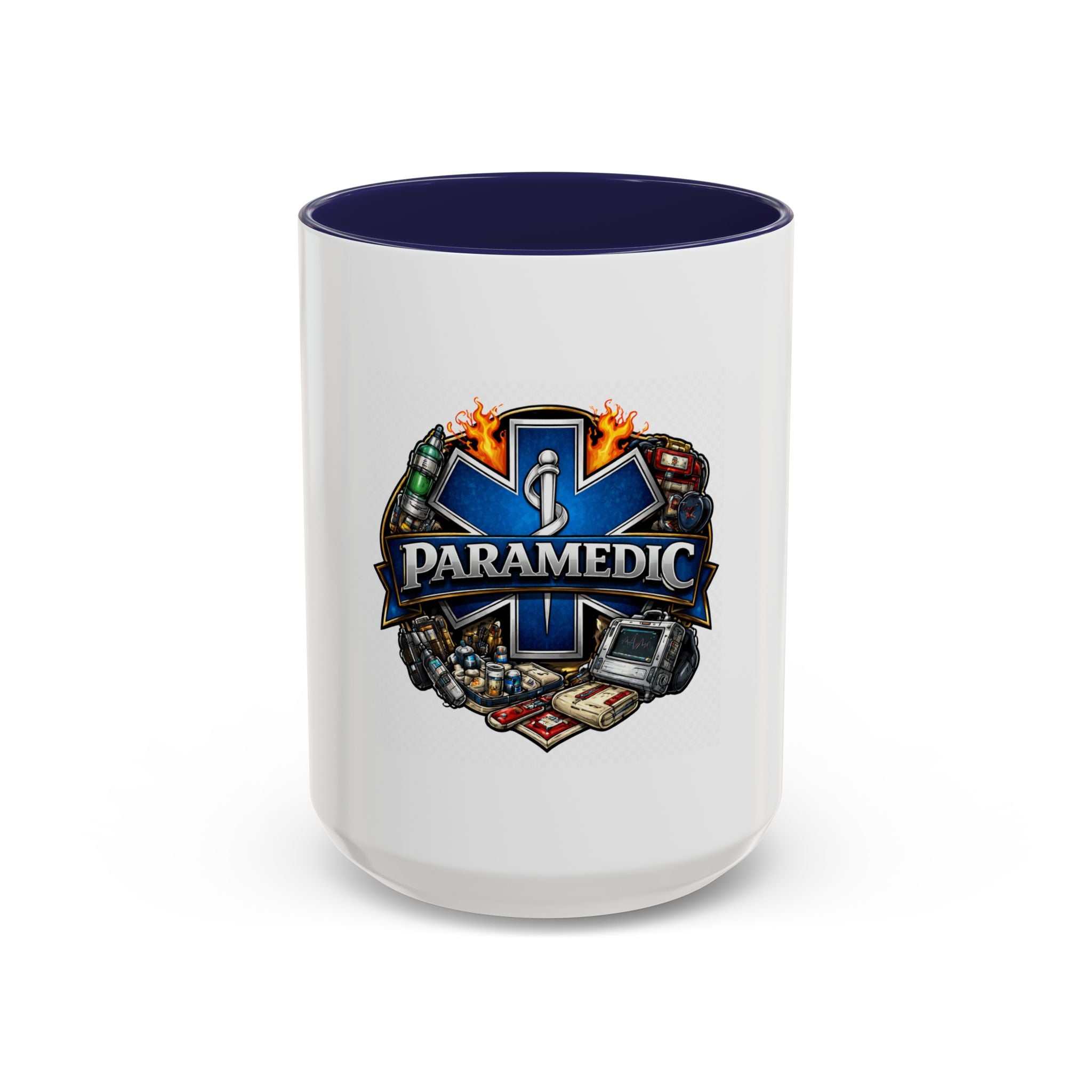 Paramedic Emblem Accent Coffee Mug — EMS Star of Life Design