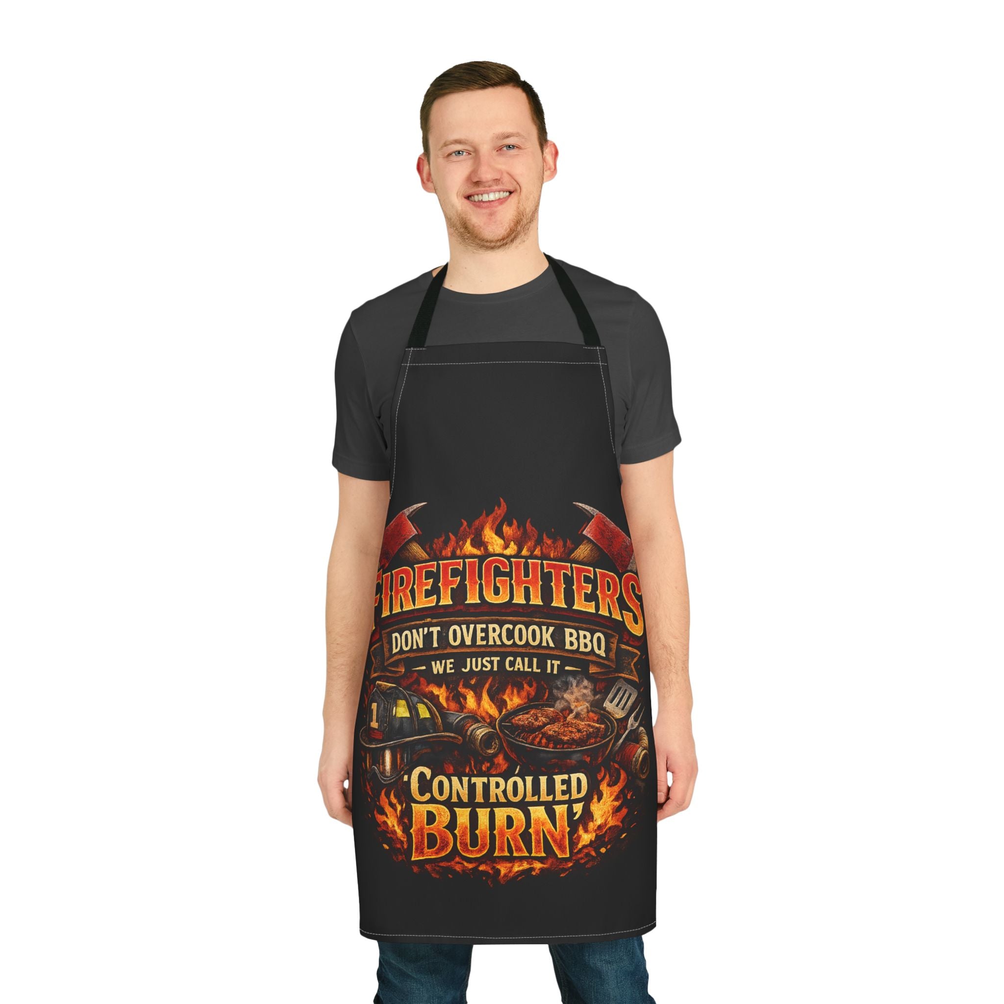 Firefighter BBQ Apron — "Controlled Burn" Grilling Apron