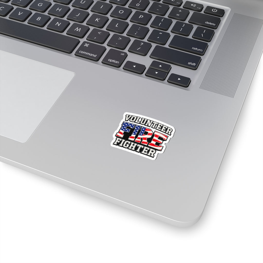 Volunteer Firefighter Sticker — American Flag Kiss-Cut Decal