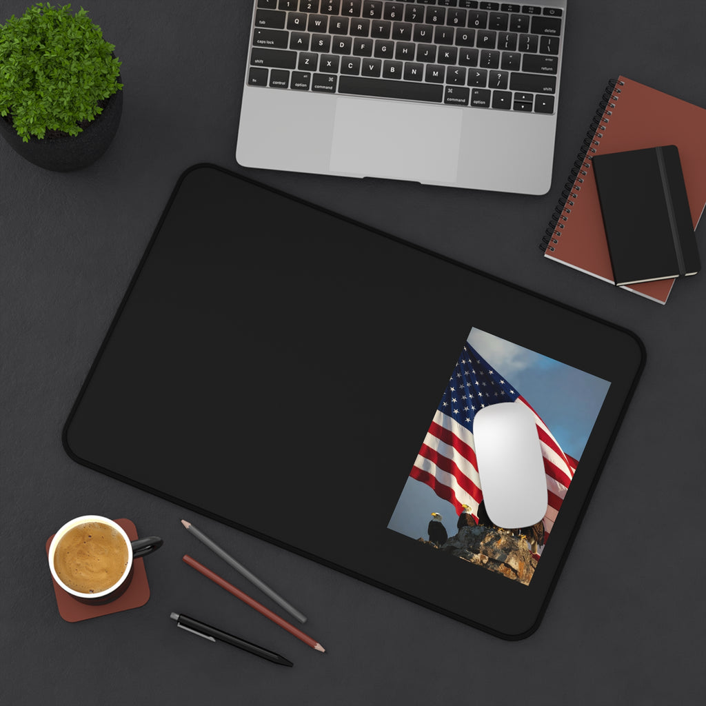 American Flag Bald Eagle Desk Mat – Patriotic Office Mouse Pad