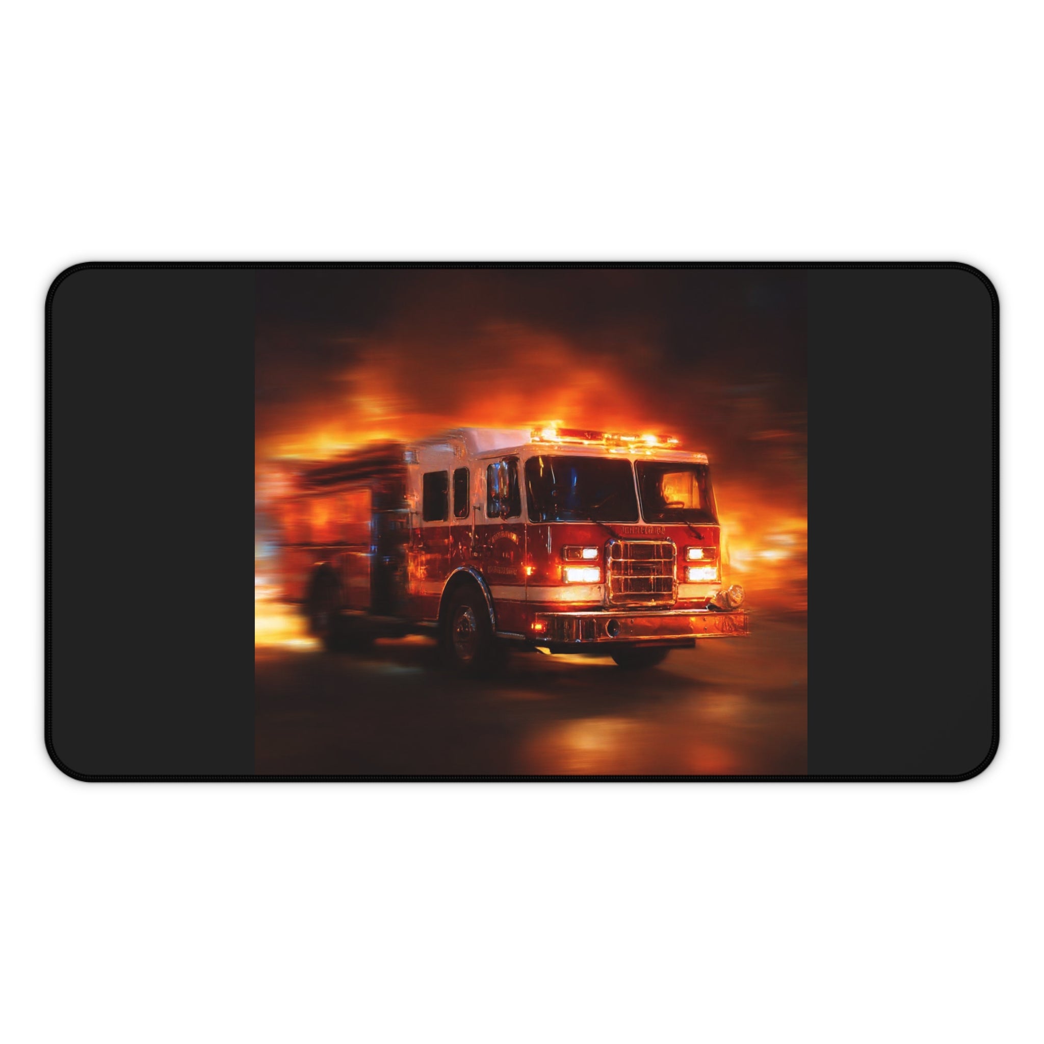 Firefighter Fire Engine Desk Mat — Emergency Truck Gaming Mouse Pad