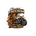 Chasing Freedom Motorcycle & Firefighter Kiss-Cut Sticker — "When I'm Not Chasing Flames"