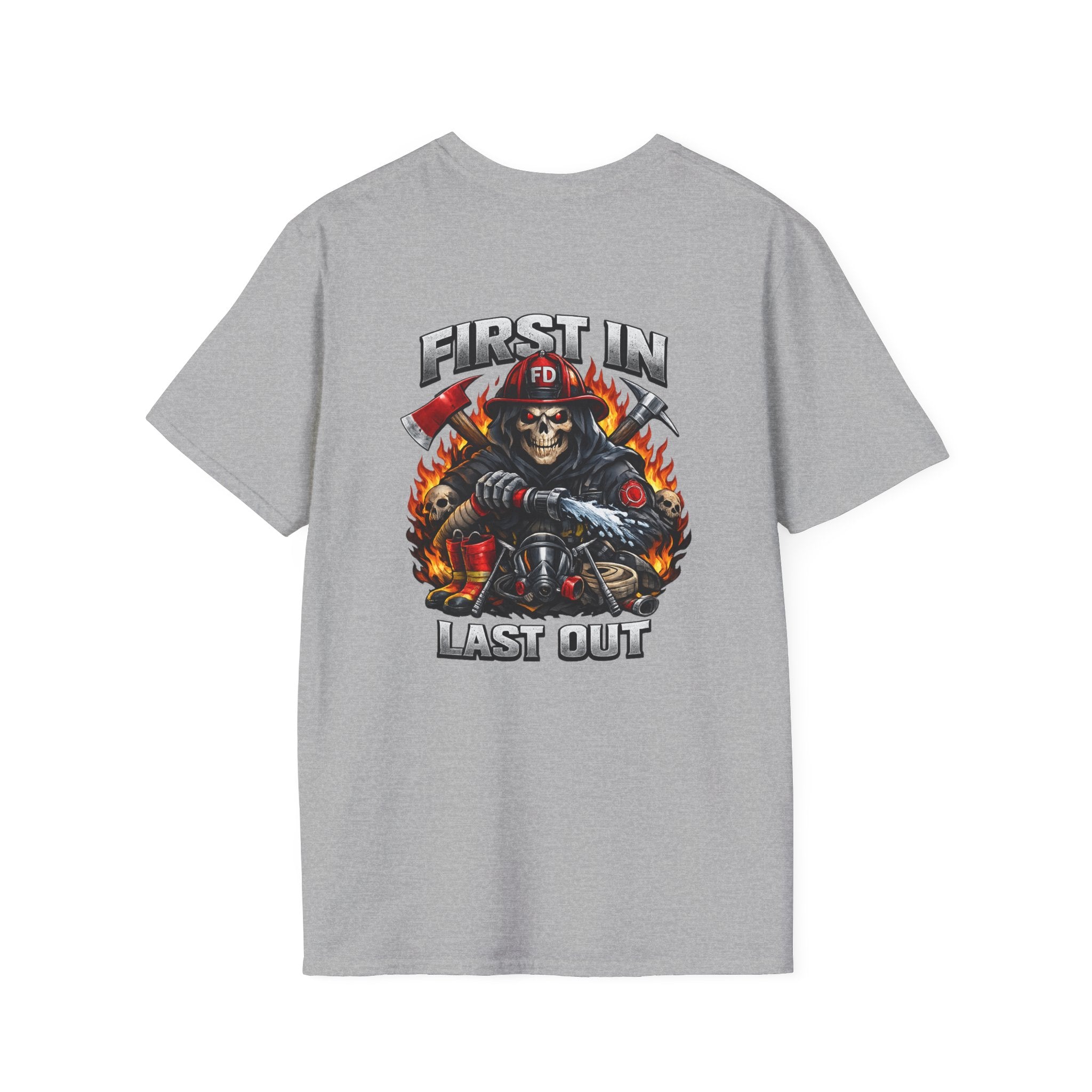 Firefighter Skull 'First In, Last Out' T-Shirt