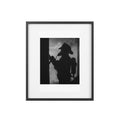 Black & White Firefighter Silhouette Framed Poster — Matte Wall Art