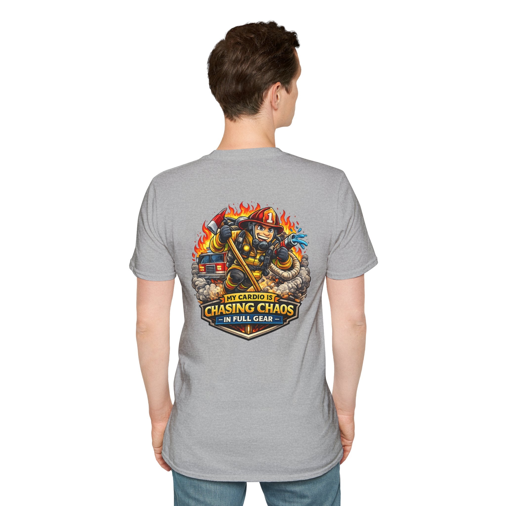 Firefighter T-Shirt - "My Cardio Is Chasing Chaos in Full Gear" Graphic Tee