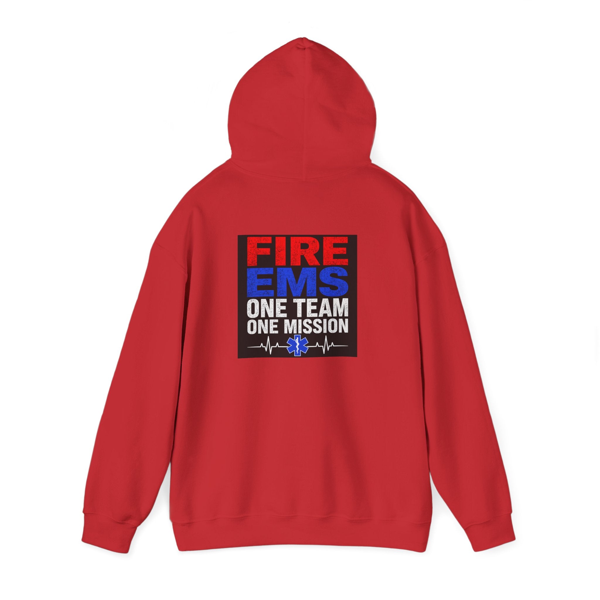 Fire & EMS Hoodie — "One Team One Mission" Back Graphic Pullover