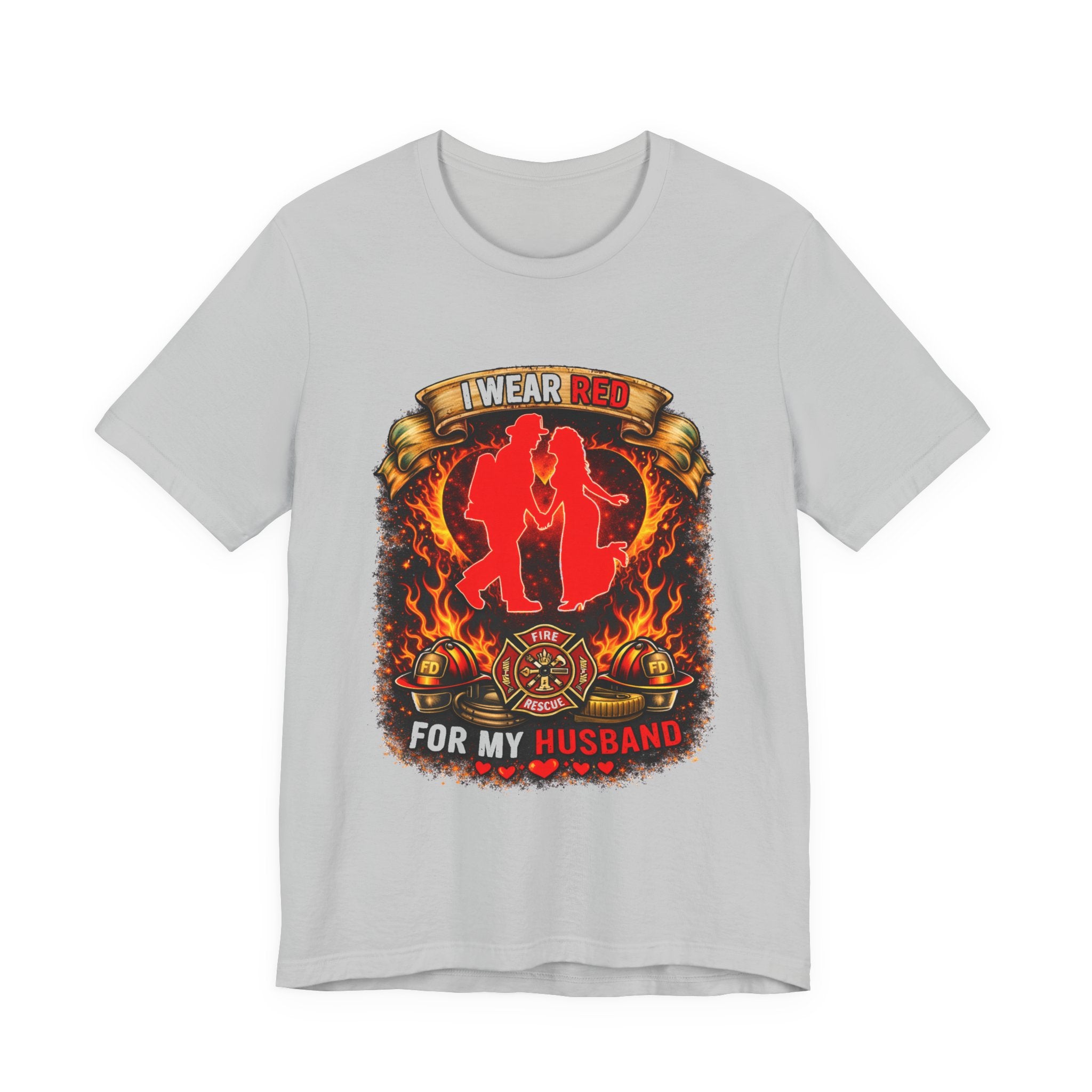 T-Shirt - I Wear Red For My Husband Firefighter Tribute Graphic Tee