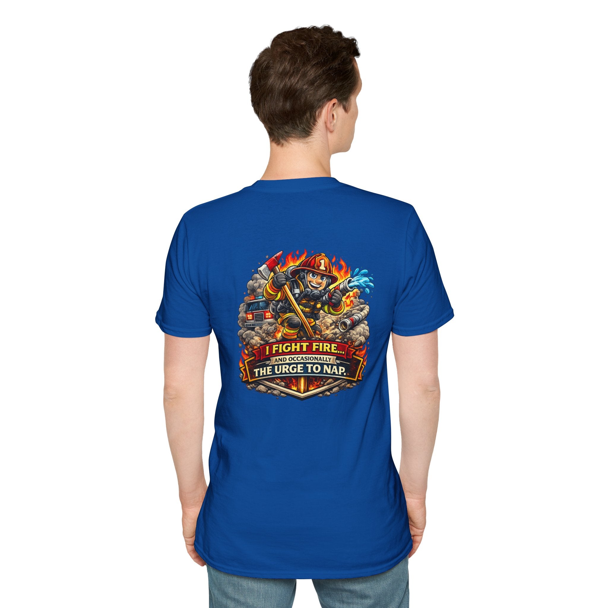 Firefighter T-Shirt - "I Fight Fire But Sometimes I Fight The Urge To Nap" Graphic Tee