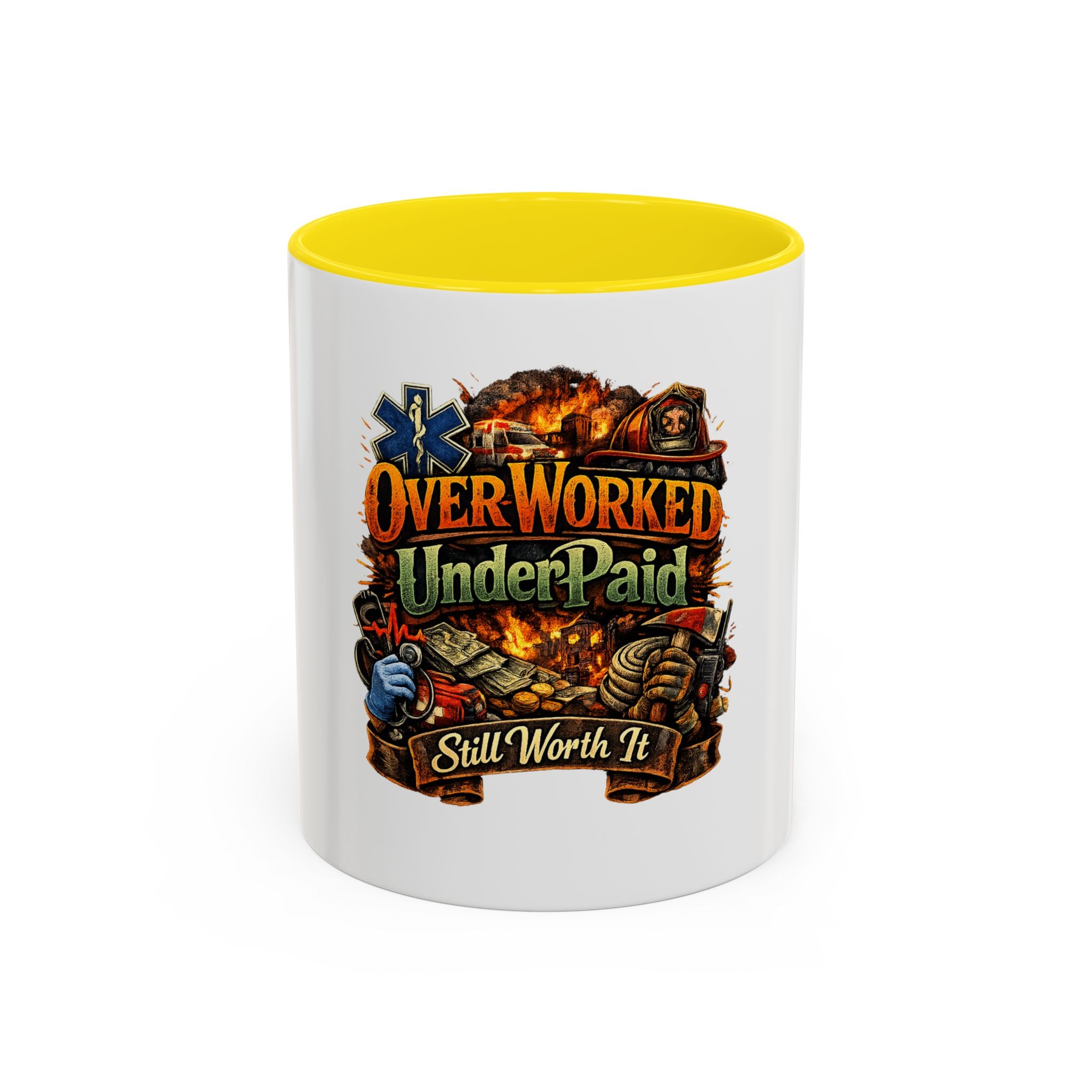 Overworked Underpaid Coffee Mug – "Still Worth It" Rustic Gift for Workers