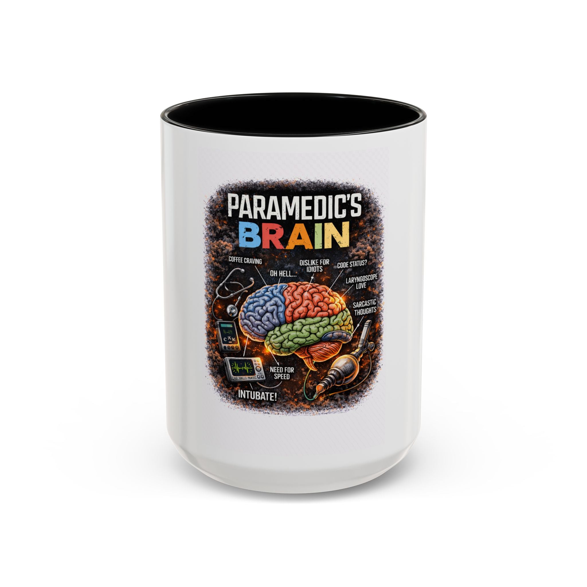 Paramedic's Brain Coffee Mug – Illustrated EMT Anatomy Accent Mug (11/15 oz)