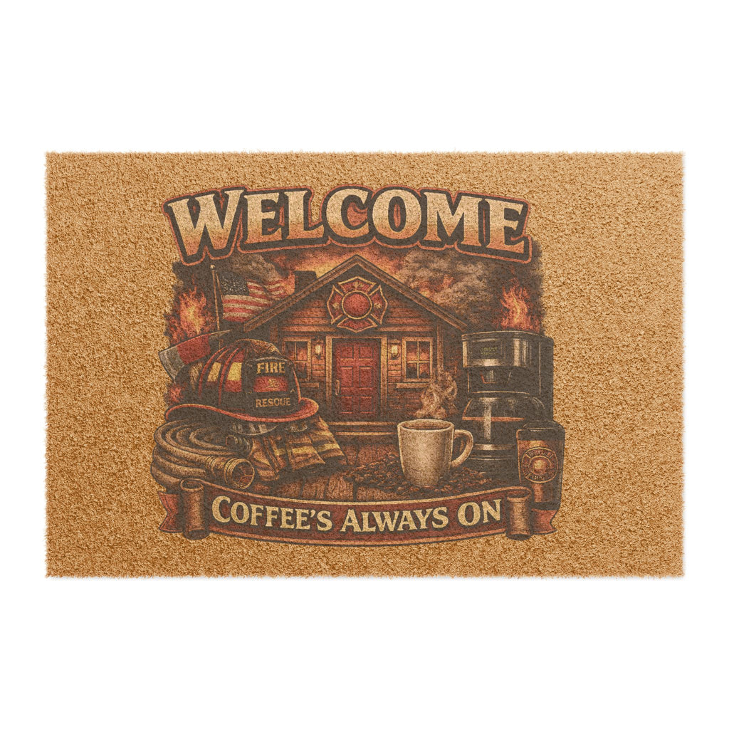 Firefighter Coffee Doormat — Welcome Mug for Firefighter Home
