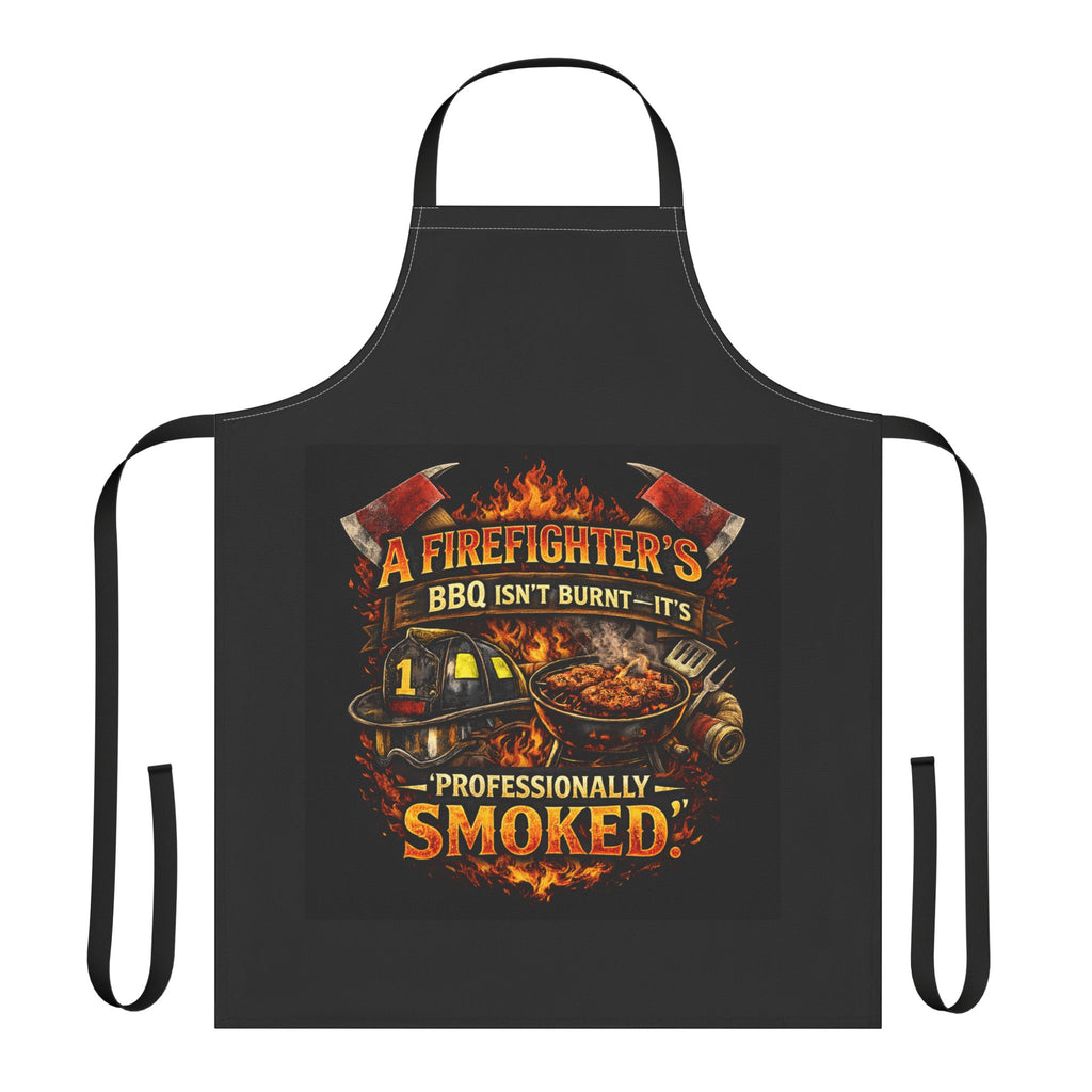 Firefighter BBQ Apron - "A Firefighter's BBQ Isn't Burnt — It's Professionally Smoked"