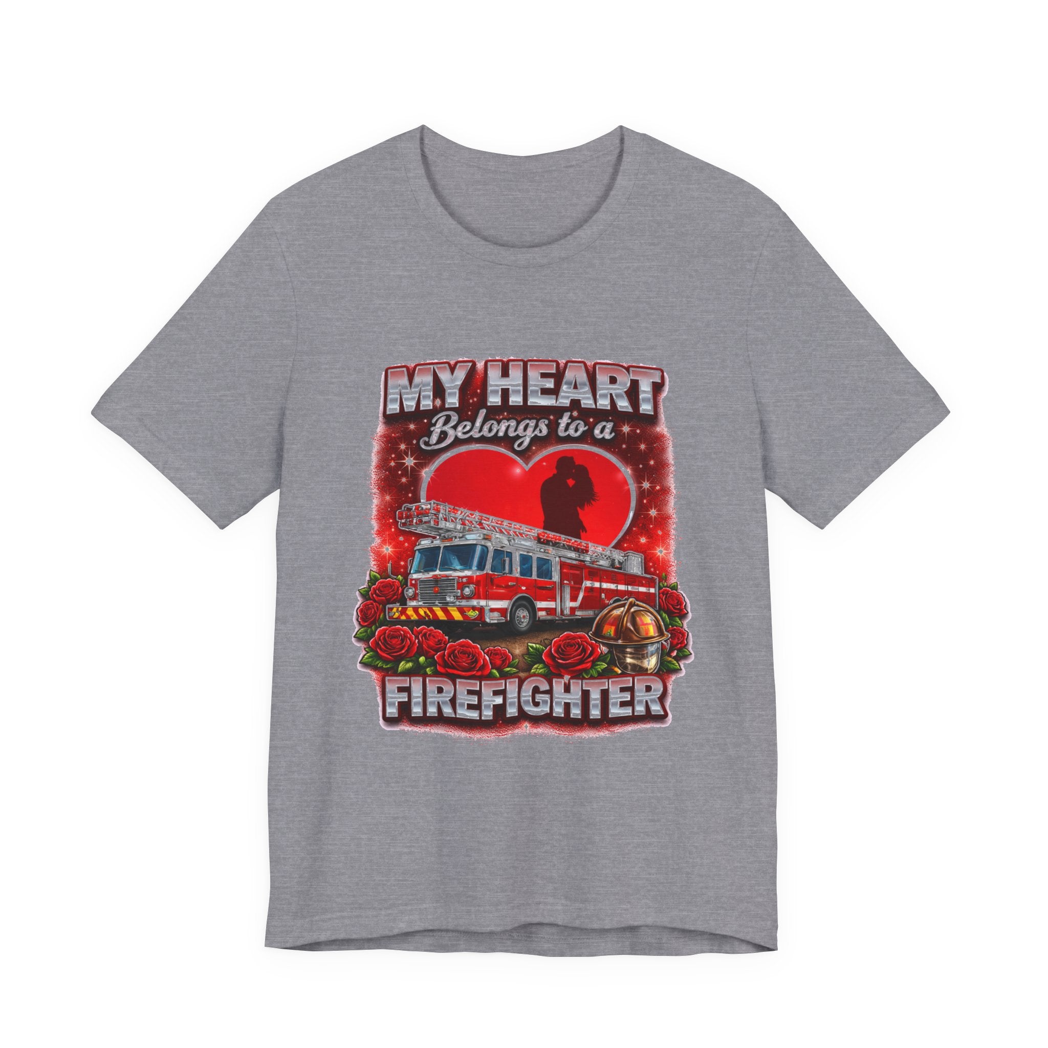"My Heart Belongs to a Firefighter"  Firefighter Wife T-Shirt