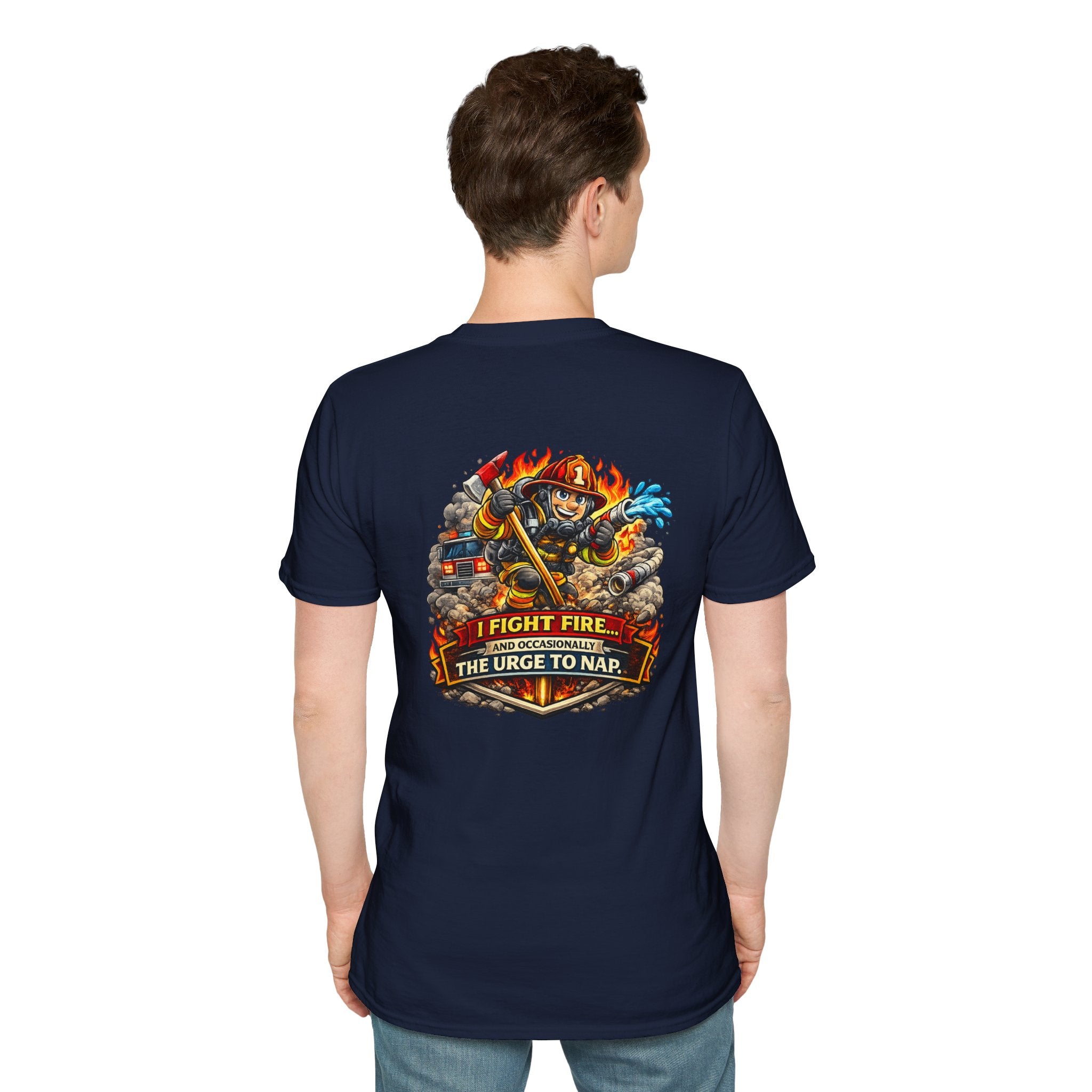 Firefighter T-Shirt - "I Fight Fire But Sometimes I Fight The Urge To Nap" Graphic Tee