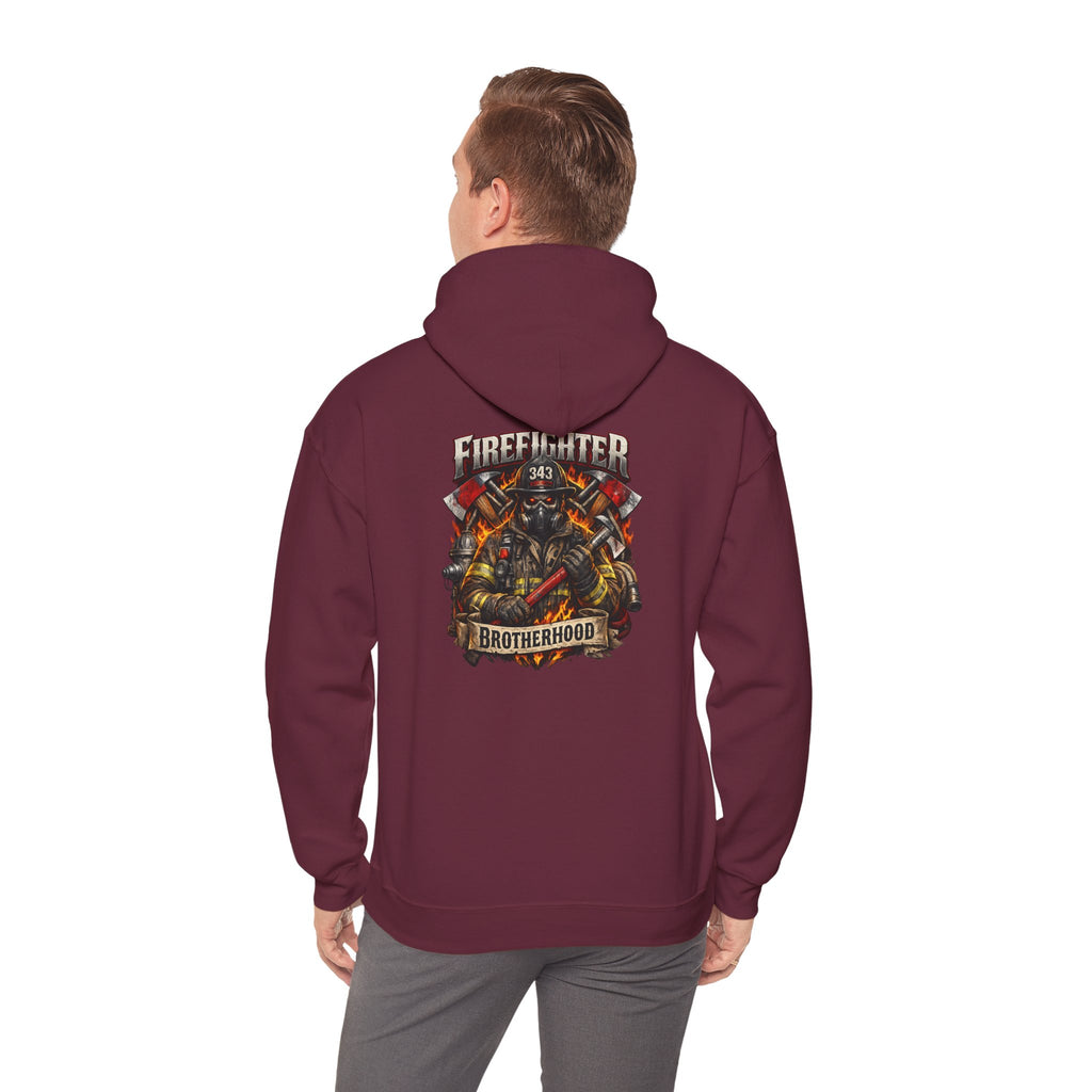 Firefighter Brotherhood Hoodie – Courage Skull Fire Axe Back Print