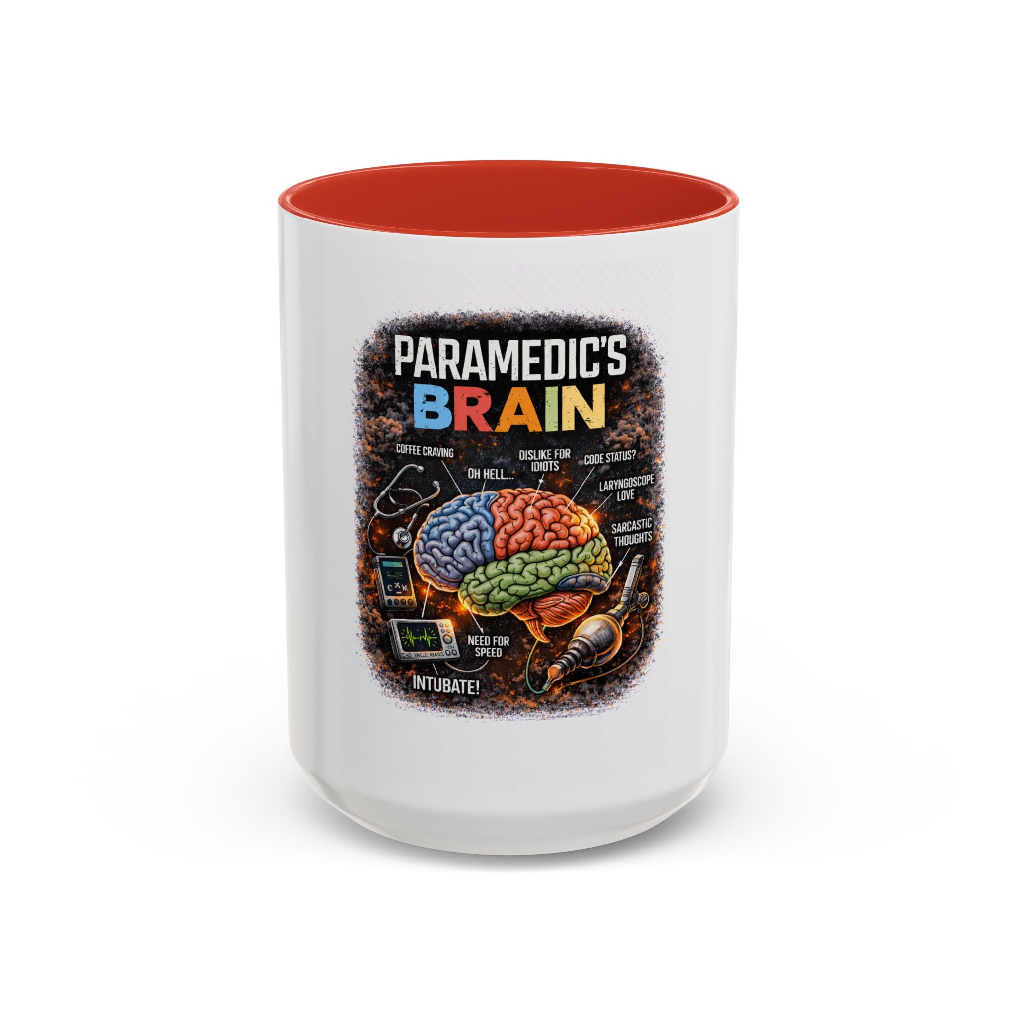 Paramedic's Brain Coffee Mug – Illustrated EMT Anatomy Accent Mug (11/15 oz)