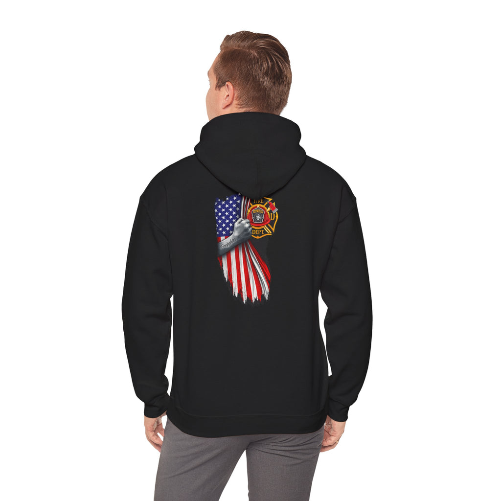 Patriotic Eagle Hoodie with American Flag and Firefighter Badge - 4th of July Memorial Pullover