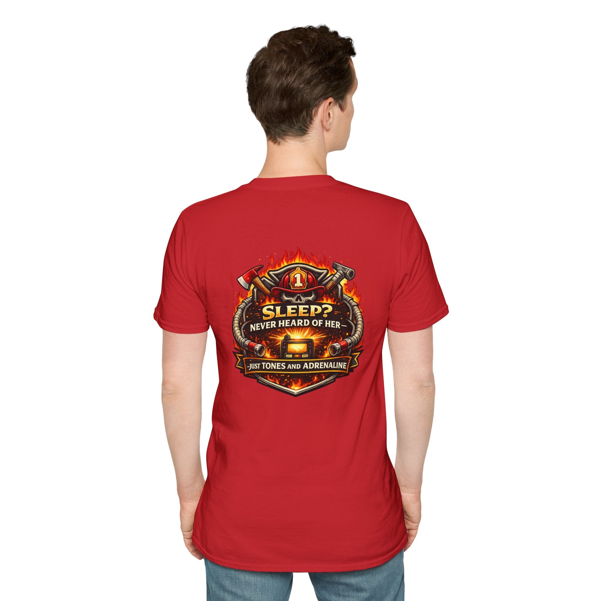 T-Shirt — "Sleep? Never Heard of Her" Firefighter Graphic Tee