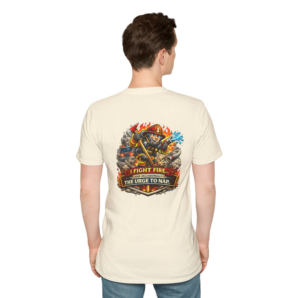 Firefighter T-Shirt - "I Fight Fire But Sometimes I Fight The Urge To Nap" Graphic Tee