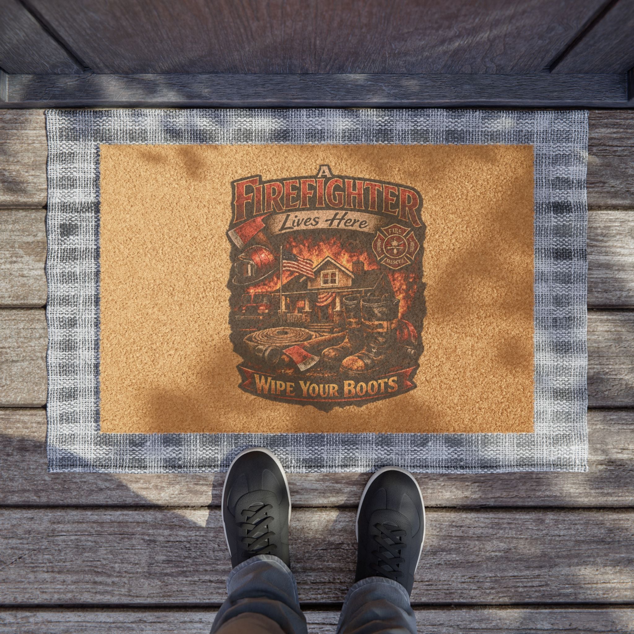 Firefighter Welcome Doormat — 'Welcome' Mat for Firefighter Home