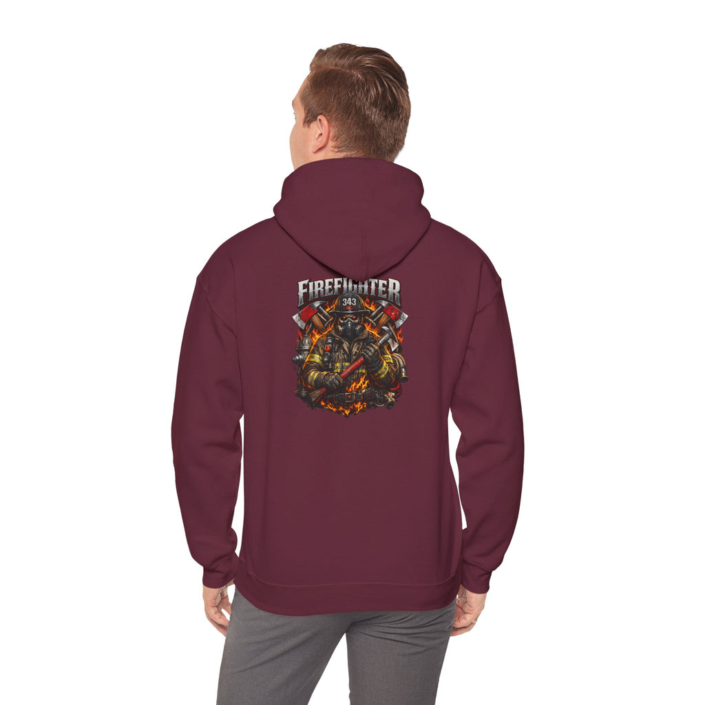 Firefighter Axe Shield Hoodie — Vintage Firefighter Engine Pullover
