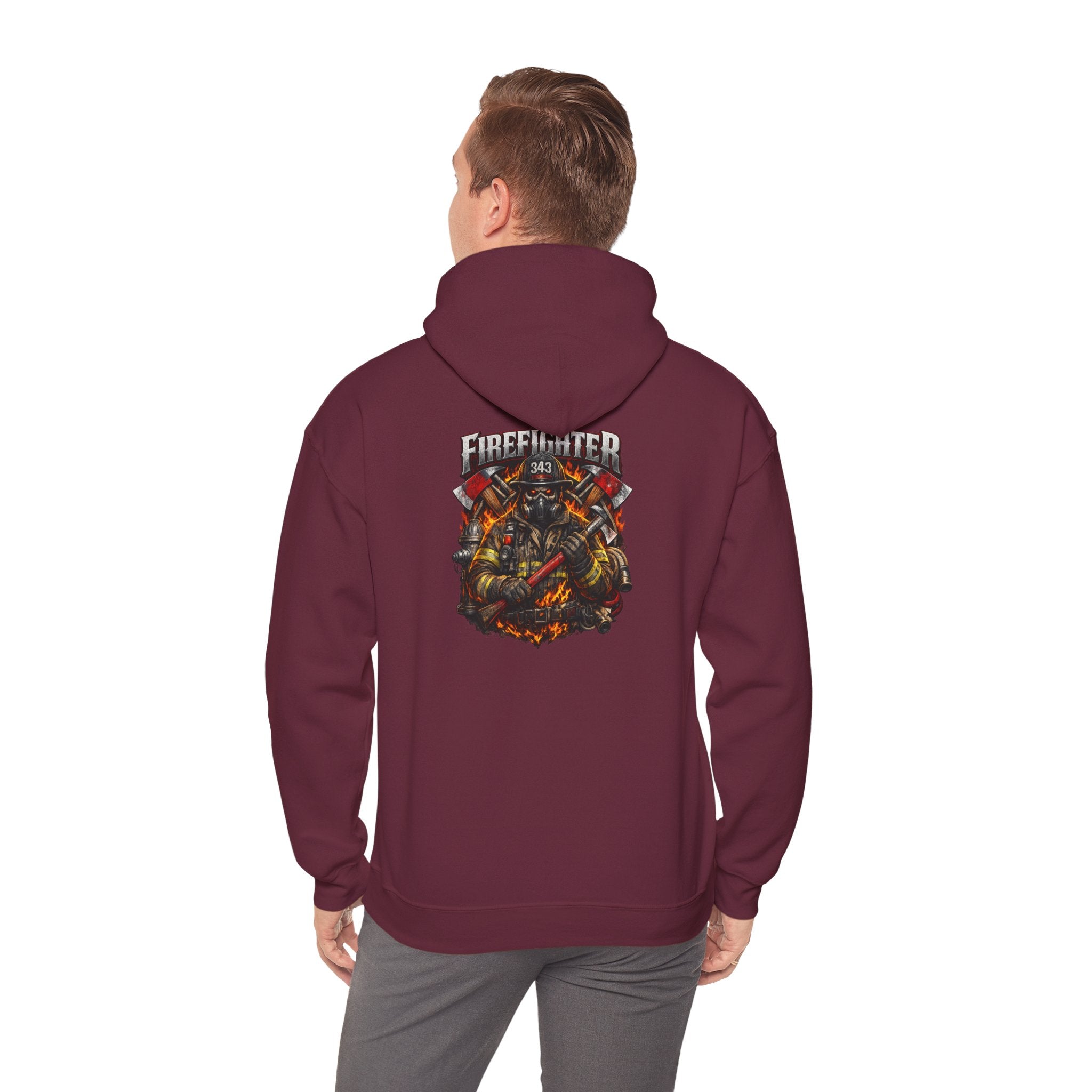 Firefighter Axe Shield Hoodie — Vintage Firefighter Engine Pullover
