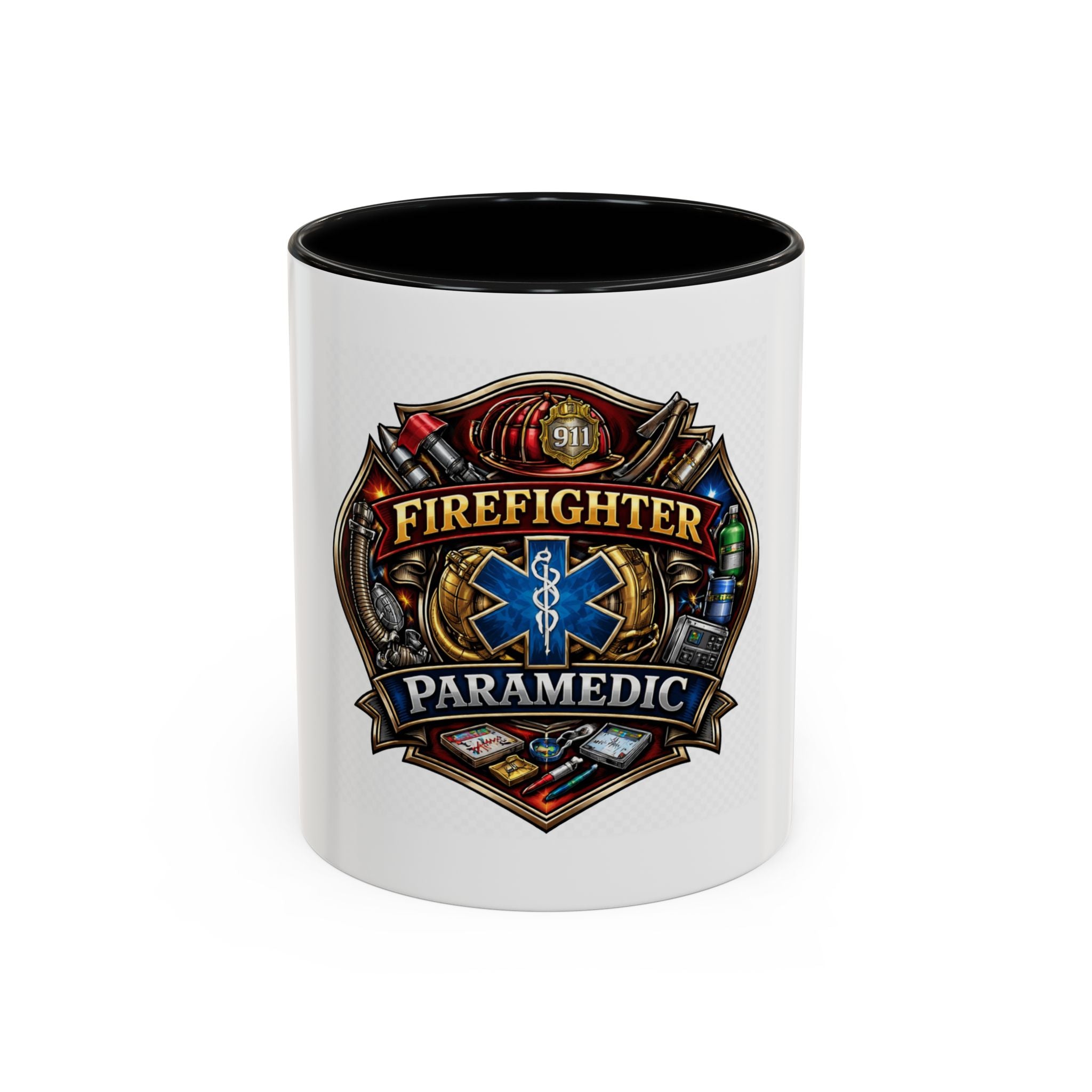 Firefighter Paramedic Shield Accent Coffee Mug – 11/15oz