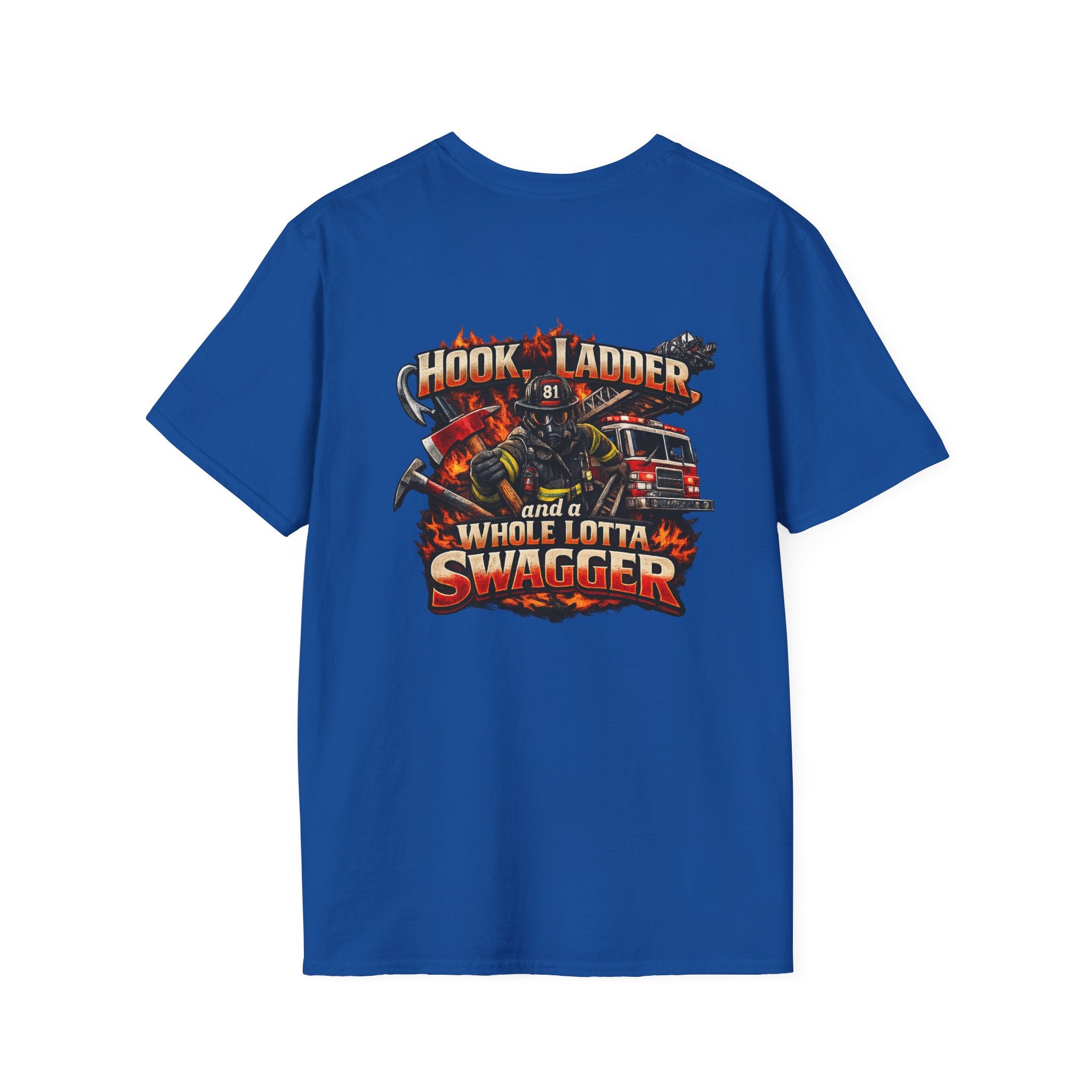 Firefighter T-Shirt — "Hook, Ladder and a Whole Lotta Swagger" Graphic Tee