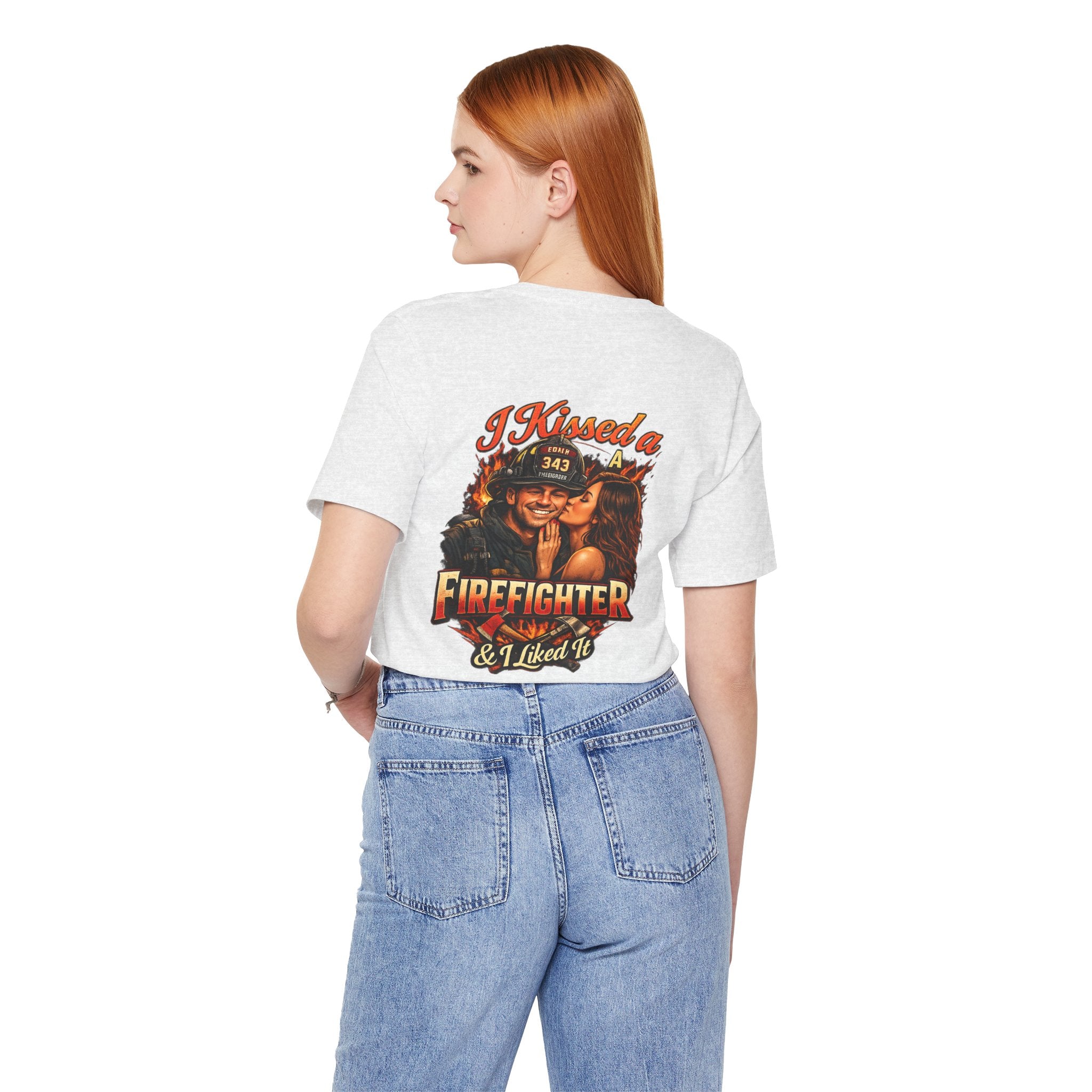 I Kissed a Firefighter Tee — Romantic Firefighter Graphic T-Shirt
