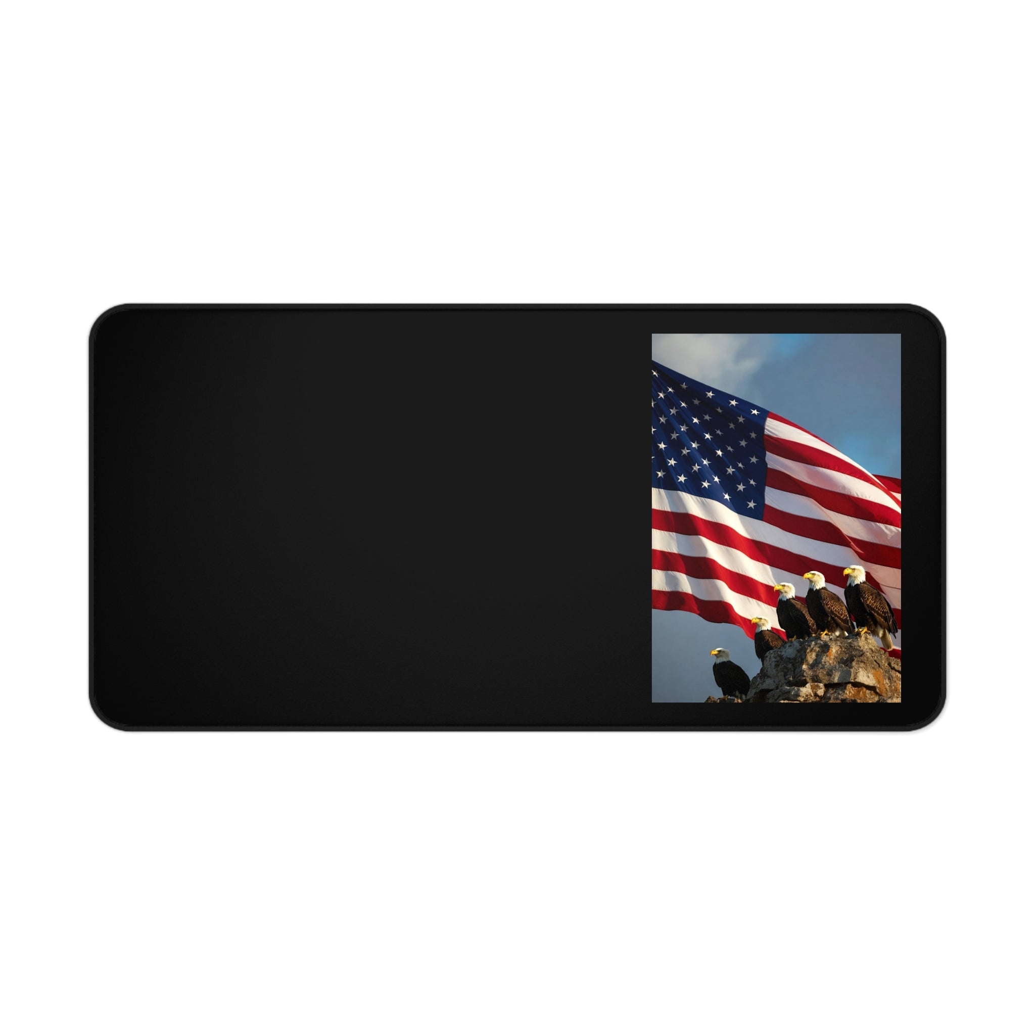 American Flag Bald Eagle Desk Mat – Patriotic Office Mouse Pad