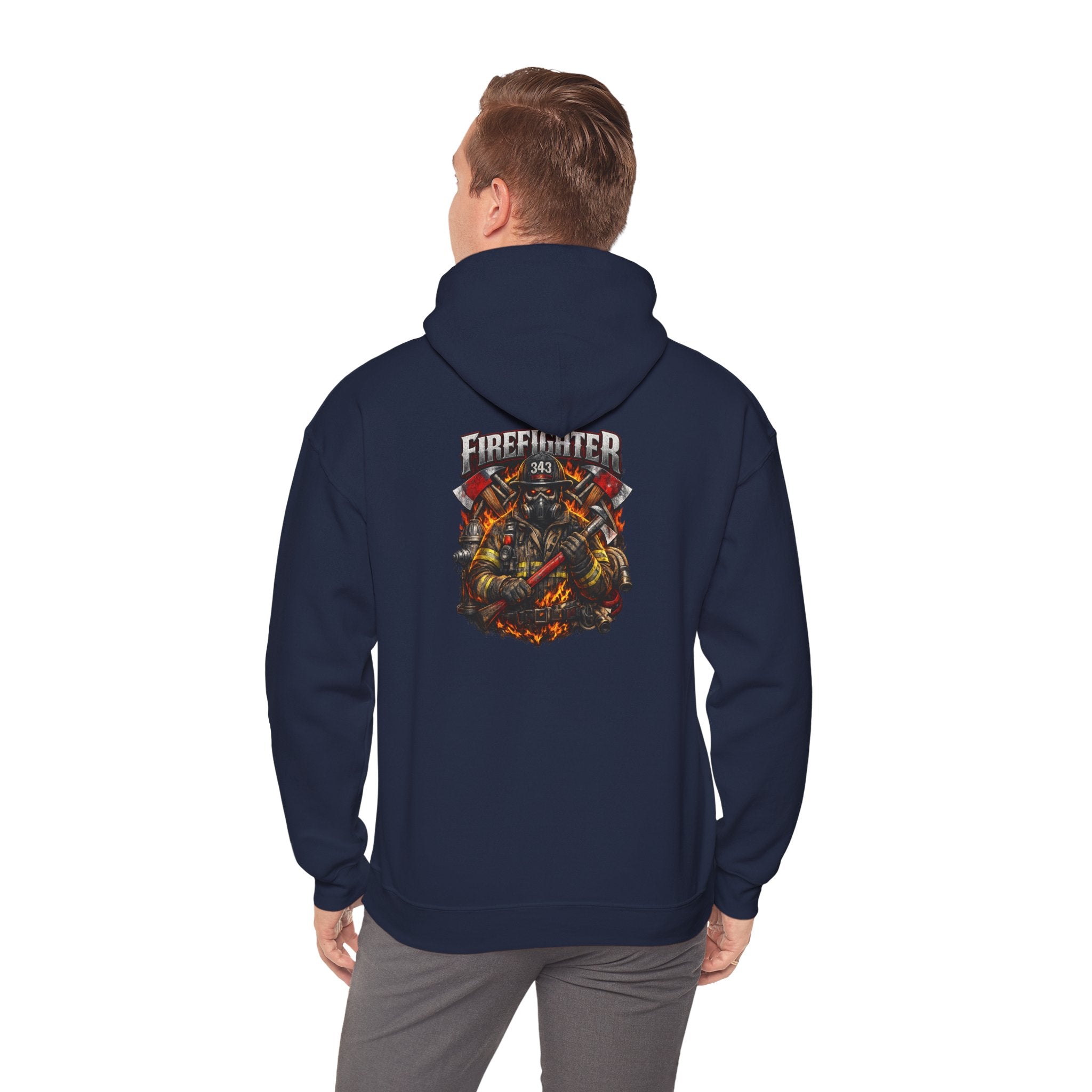 Firefighter Axe Shield Hoodie — Vintage Firefighter Engine Pullover