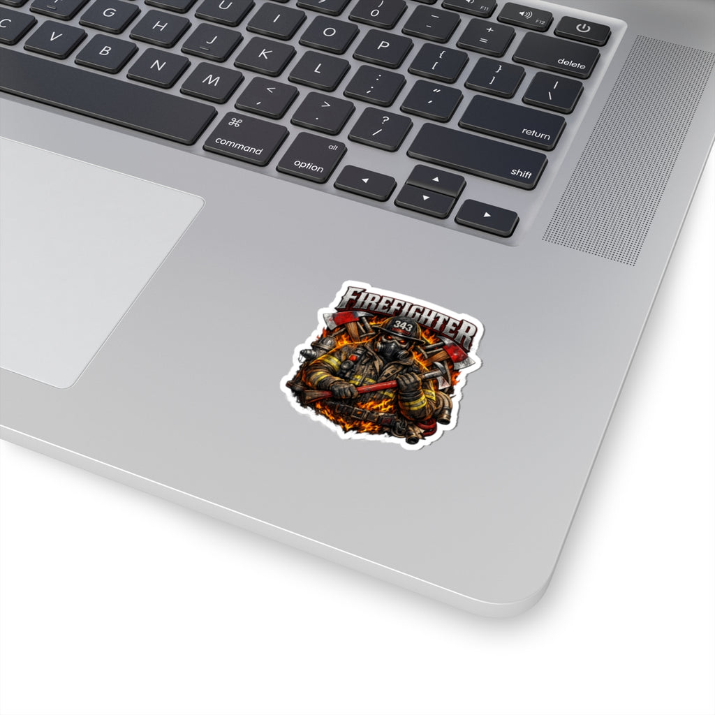Firefighter Sticker — Fierce Firefighter Emblem Kiss-Cut Sticker (343)