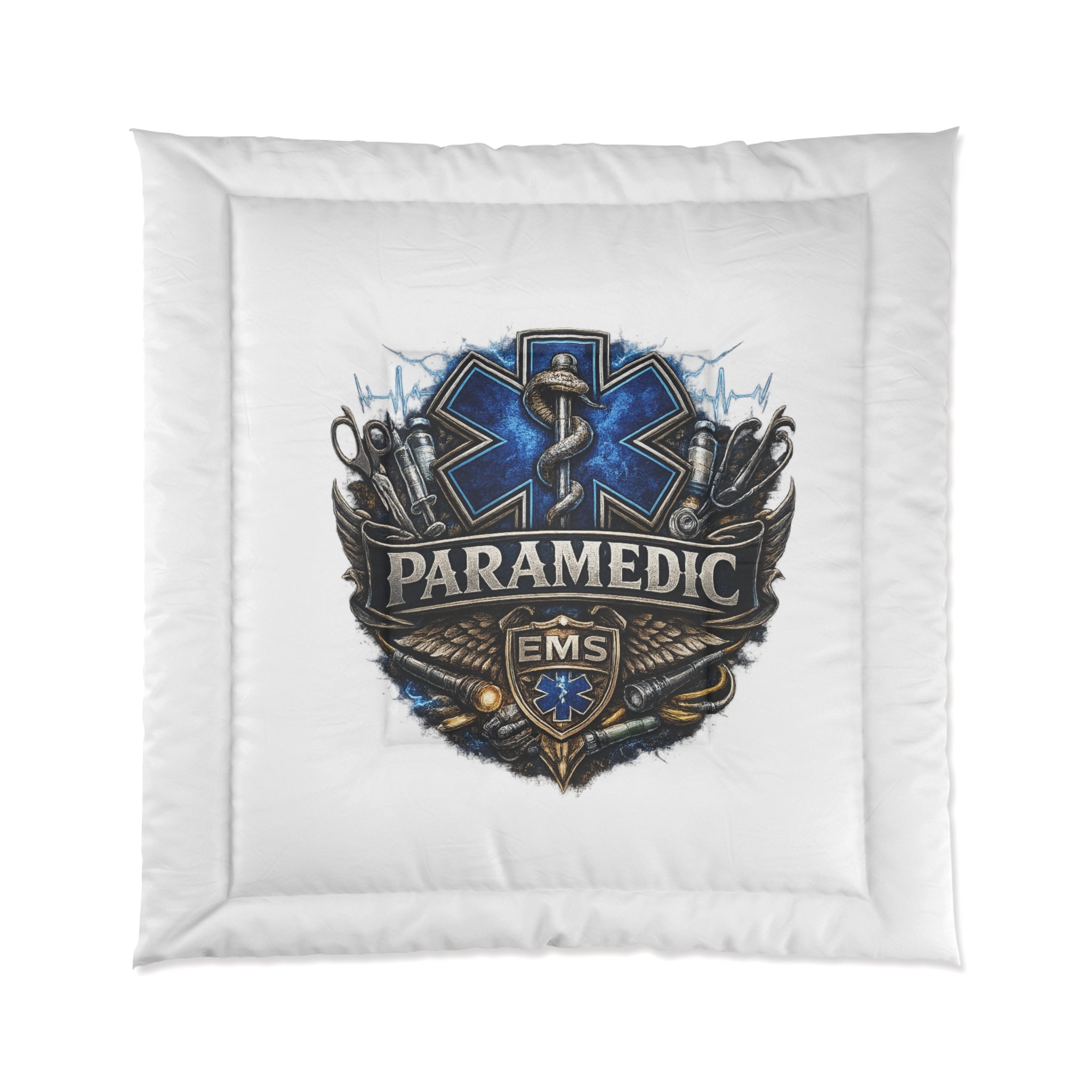 Paramedic EMS Comforter - Star of Life Badge Bedding for EMTs & First Responders