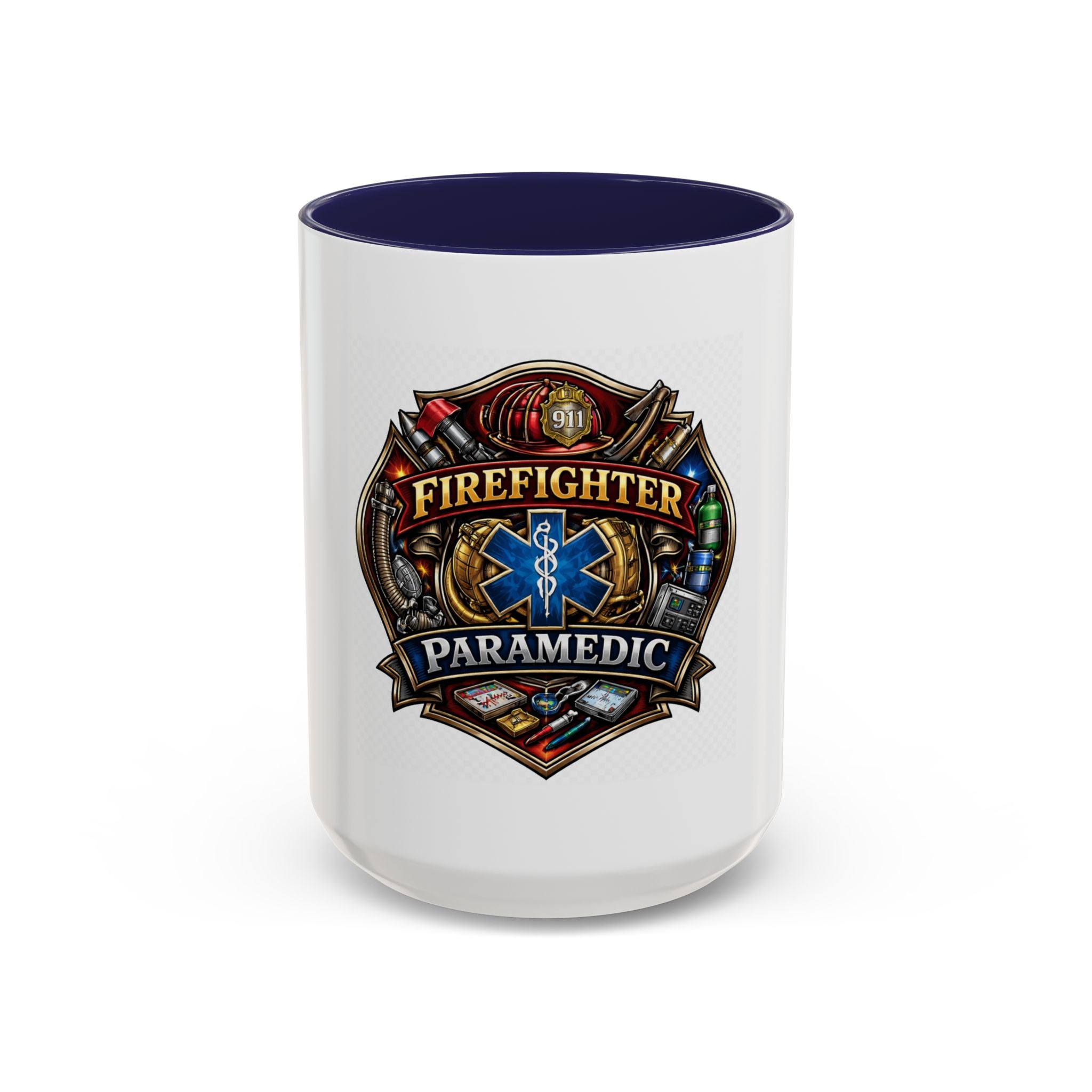 Firefighter Paramedic Shield Accent Coffee Mug – 11/15oz
