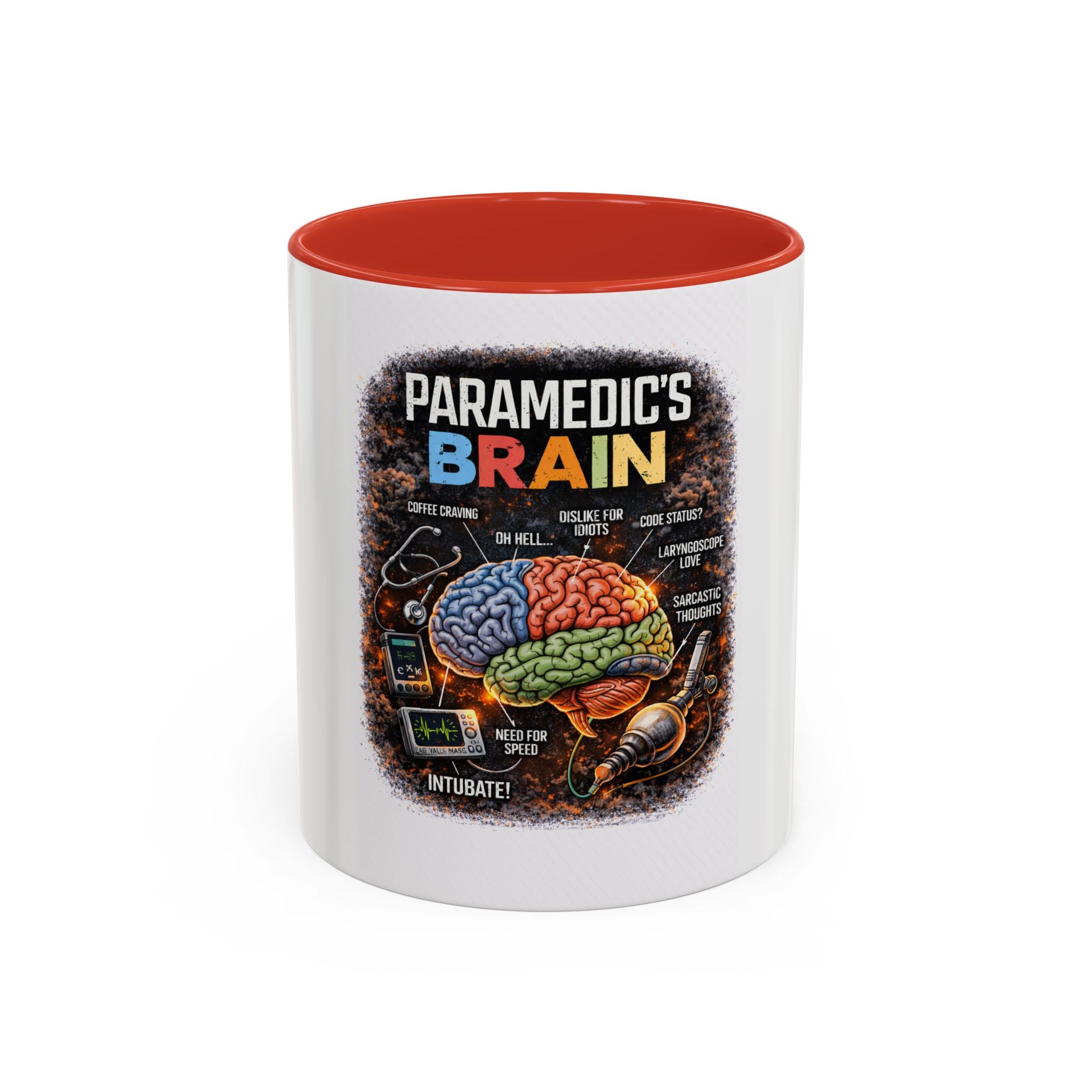 Paramedic's Brain Coffee Mug – Illustrated EMT Anatomy Accent Mug (11/15 oz)