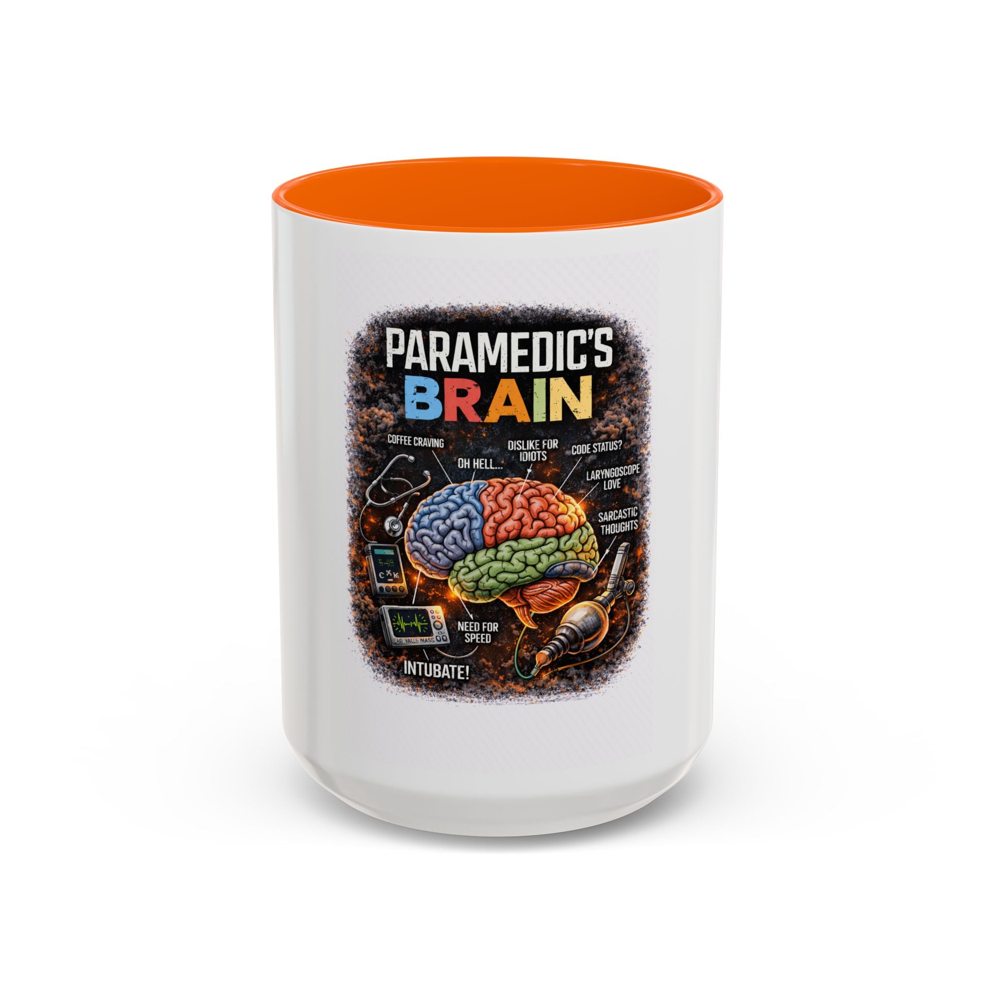 Paramedic's Brain Coffee Mug – Illustrated EMT Anatomy Accent Mug (11/15 oz)