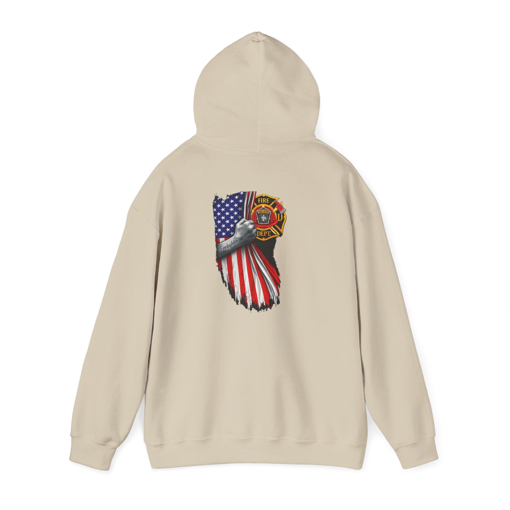 Patriotic Eagle Hoodie with American Flag and Firefighter Badge - 4th of July Memorial Pullover